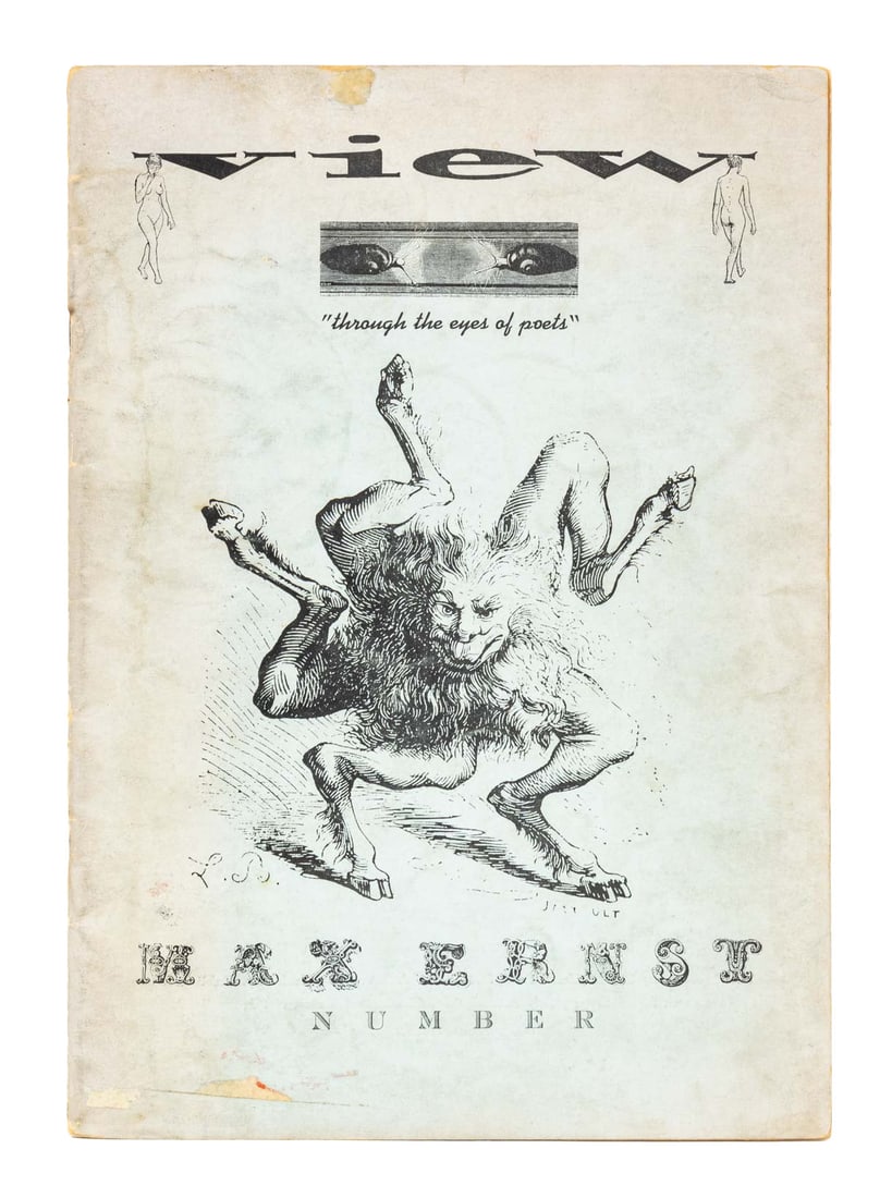 View Magazine "Through the Eyes of Poets", 1941: Ed.: Ford, Charles Henri, "Max Ernst: Through the Eyes of Poets", New York: Charles Henri Ford, 1941, 2nd series, no. 1. 10.25" L x 7.25" W x 0.25' D. Provenance: From a New York City Collection.