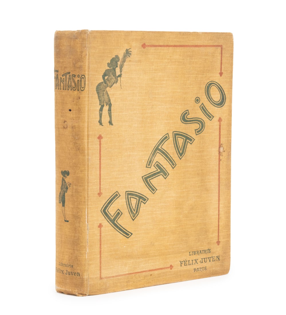 Bound Volume of "Fantasio: Magazine Gai", 1908: Bound Volume of "Fantasio: Magazine Gai, Troisieme Annee", Paris: Libraire Felix Juven", 1908. 12" L x 8.5" W x 1.75" D. Provenance: From a New York City Collection. Keywords: Antique Books, Illustrat