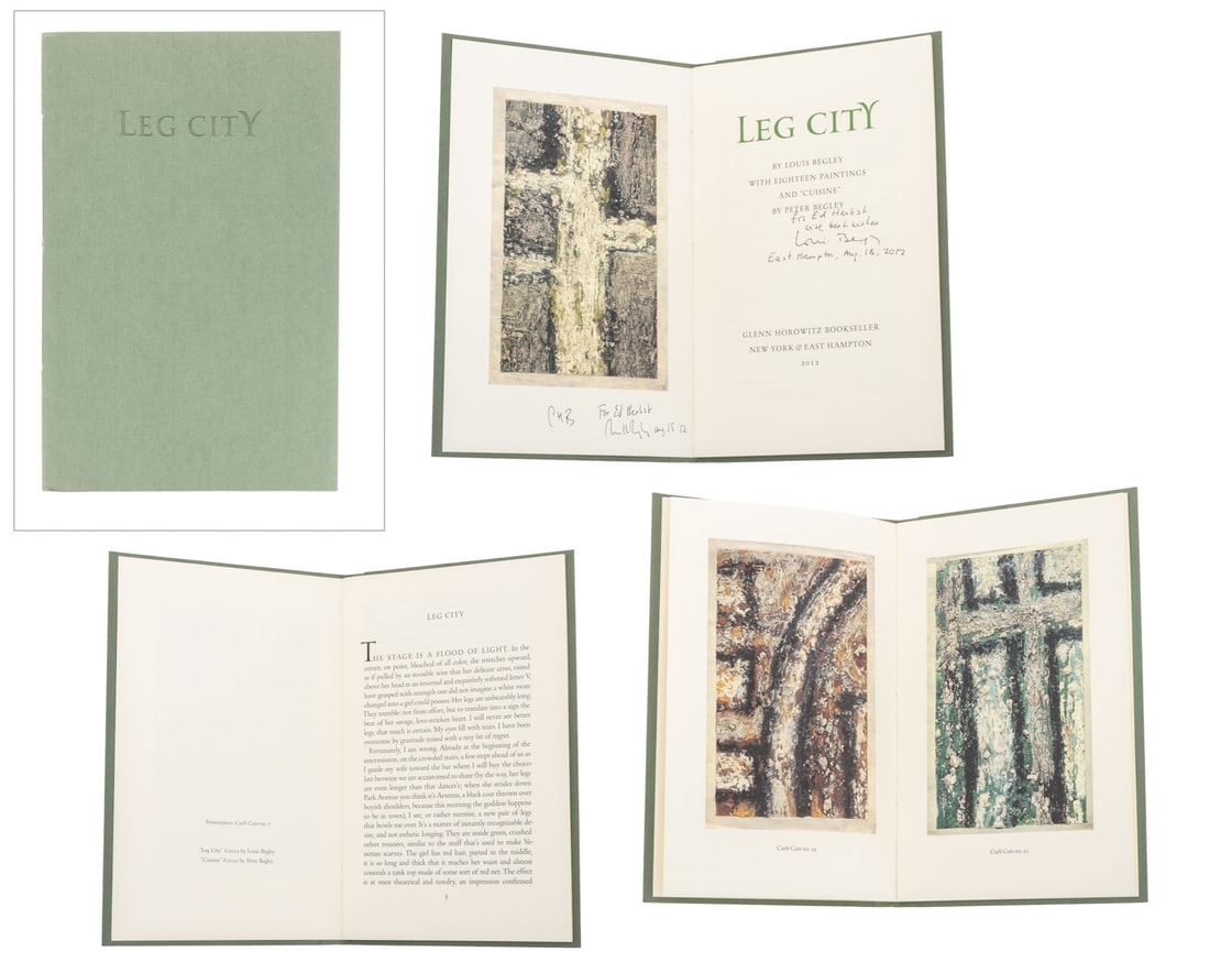 Louis Begley Signed "Leg City", 2012: Louis Begley, "Leg City" [bound with] Begley, Peter, "Cuisine", New York & East Hampton: Glenn Horowitz Bookseller, 2012, one of 300 copies, signed and inscribed by Louis Begley to Ed Herbert on title