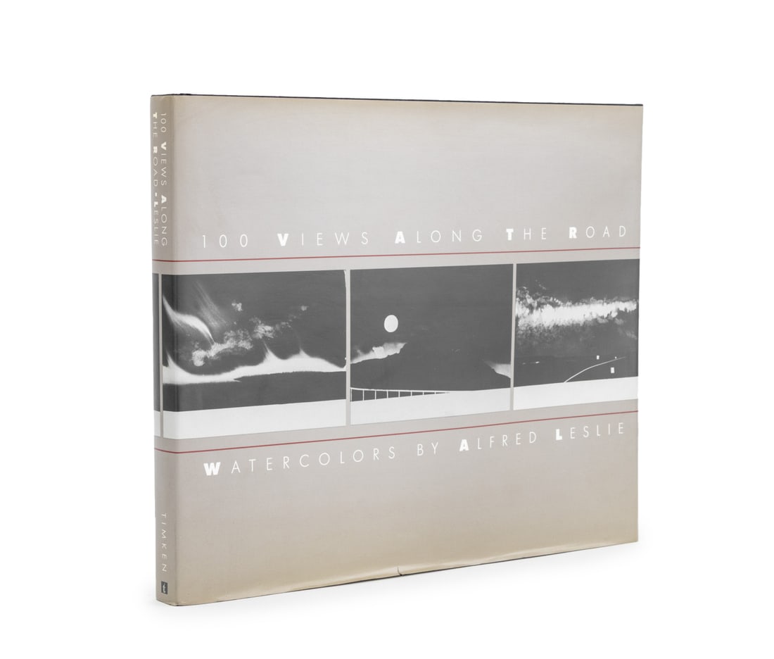 Alfred Leslie "100 Views Along the Road", 1988: Leslie, Alfred, "100 Views Along the Road Watercolors", New York: Timken Publishers, Inc., 1988. 10" L x 12" W x 1" D. Provenance: From a New York City Collection. Keywords: Watercolor, Painting, Land
