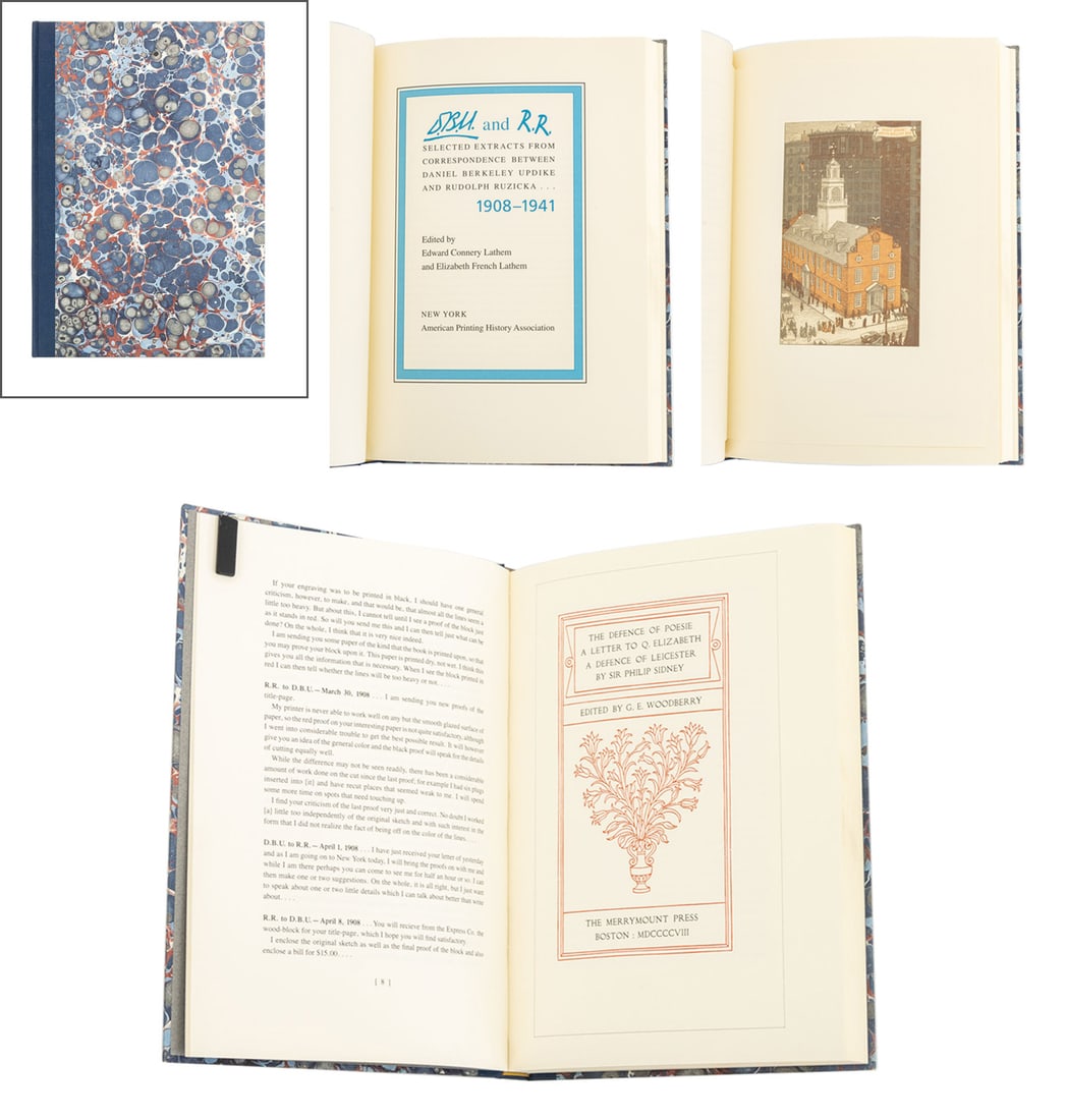 D.B.U. and R.R. Selected Extracts ...1908-1941: Ed.: Latham, Edward Connery and Elizabeth French Latham, "D.B.U. and R.R. Selected Extracts from Correspondence Between Daniel Berkeley Updike and Rudolph Ruzicka, 1908-1941", New York: American Print