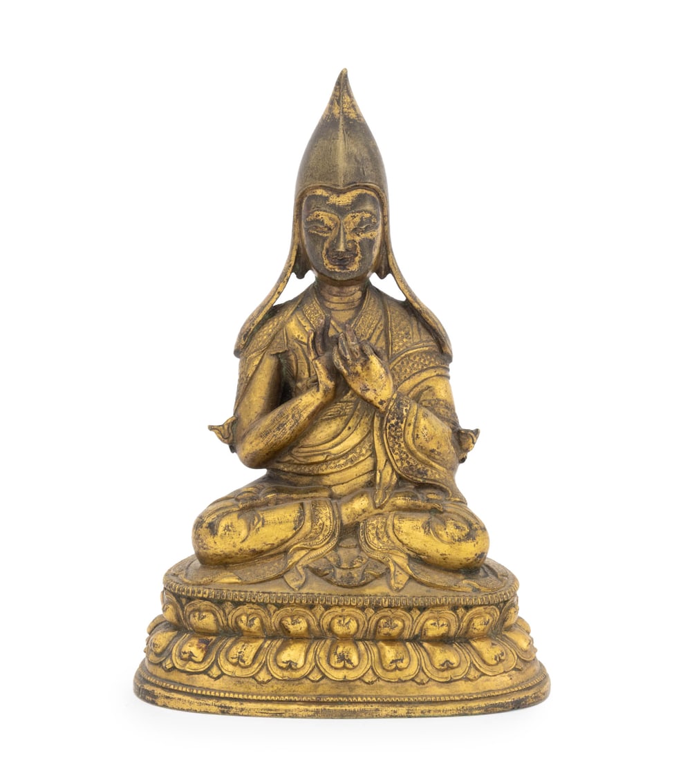 Tibetan Tsongkhapa Gilt Bronze Sculpture (1 of 9)