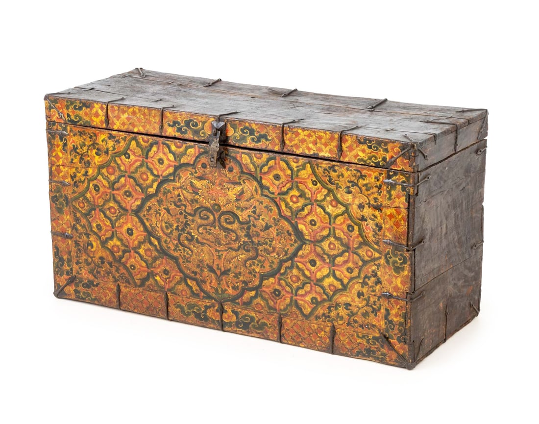 Tibetan Dragon Motif Polychromed Storage Chest (1 of 9)