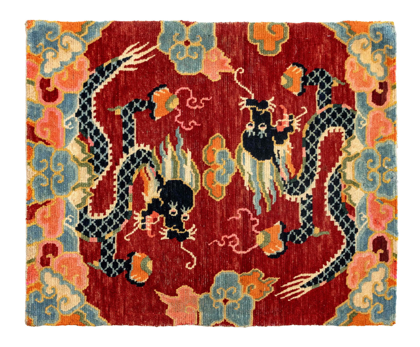 Tibetan Double Dragon Motif Rug, 2' 3" x 1' 10.5" (1 of 5)