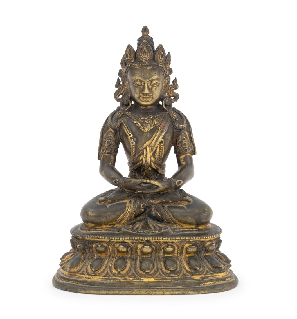 Chinese Tibetan Amitabha Gilt Bronze Sculpture (1 of 9)