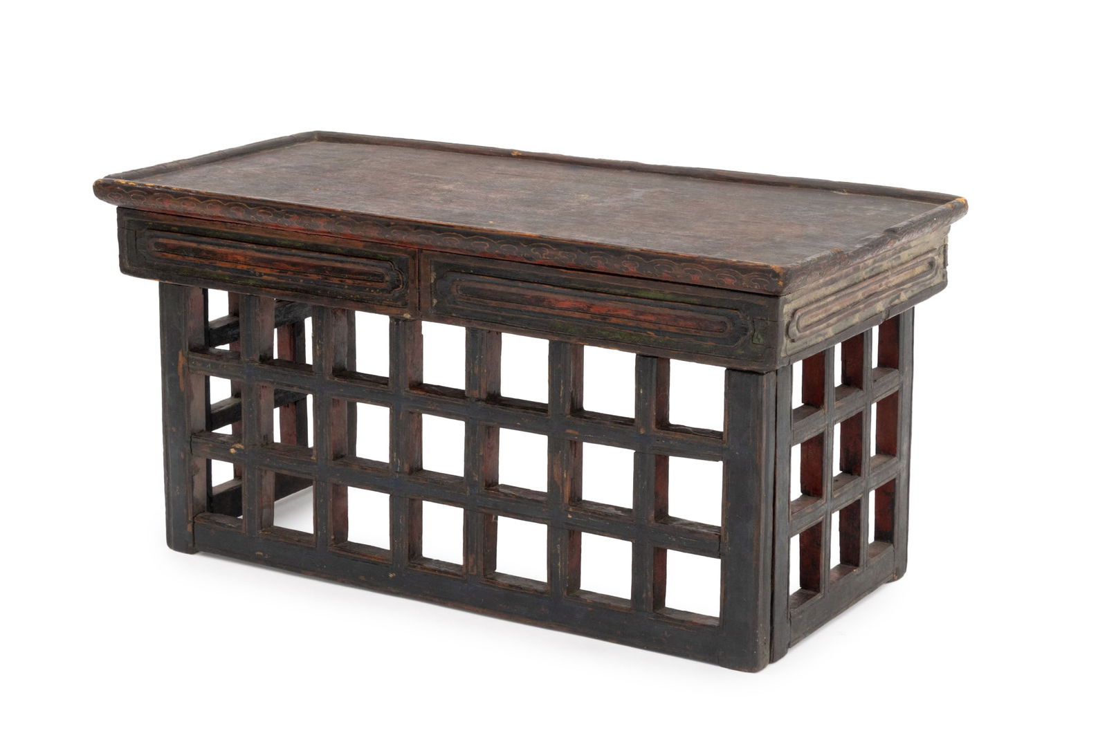 Tibetan Polychromed Wood Folding Table, 19th C. (1 of 12)