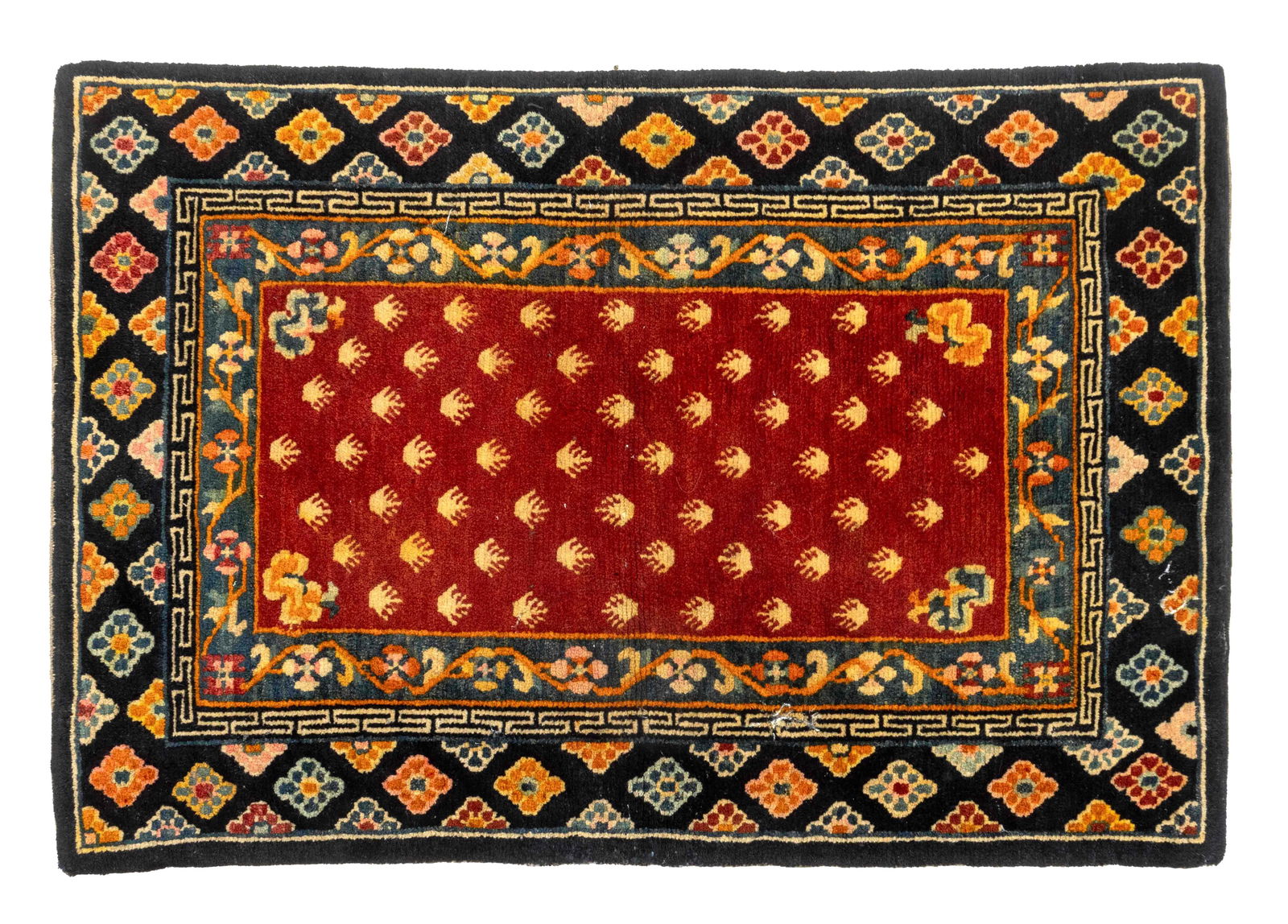 Tibetan Floral Motif Prayer Rug, 2' 10" x 1' 11" (1 of 5)
