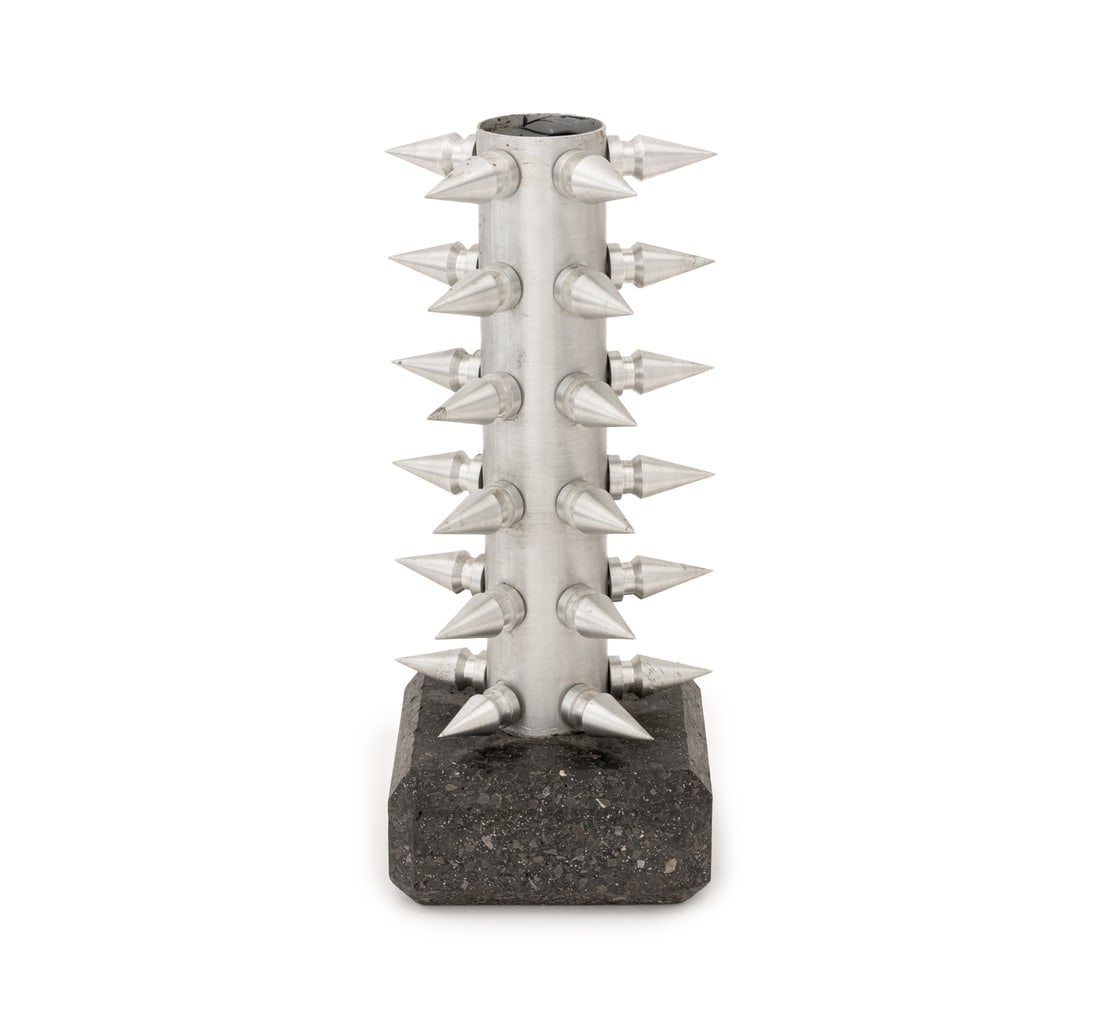 Victor Barragan "Florelo 2" Sculpture, 2021: Victor Barragan (Mexican, b. 1992) "Florelo 2" Concrete and Aluminum Sculpture, 2021, from an edition of 10, with metal "B" plaque to underside. 12.25" H x 5.25" W x 5.25" D. Provenance: From a Los An