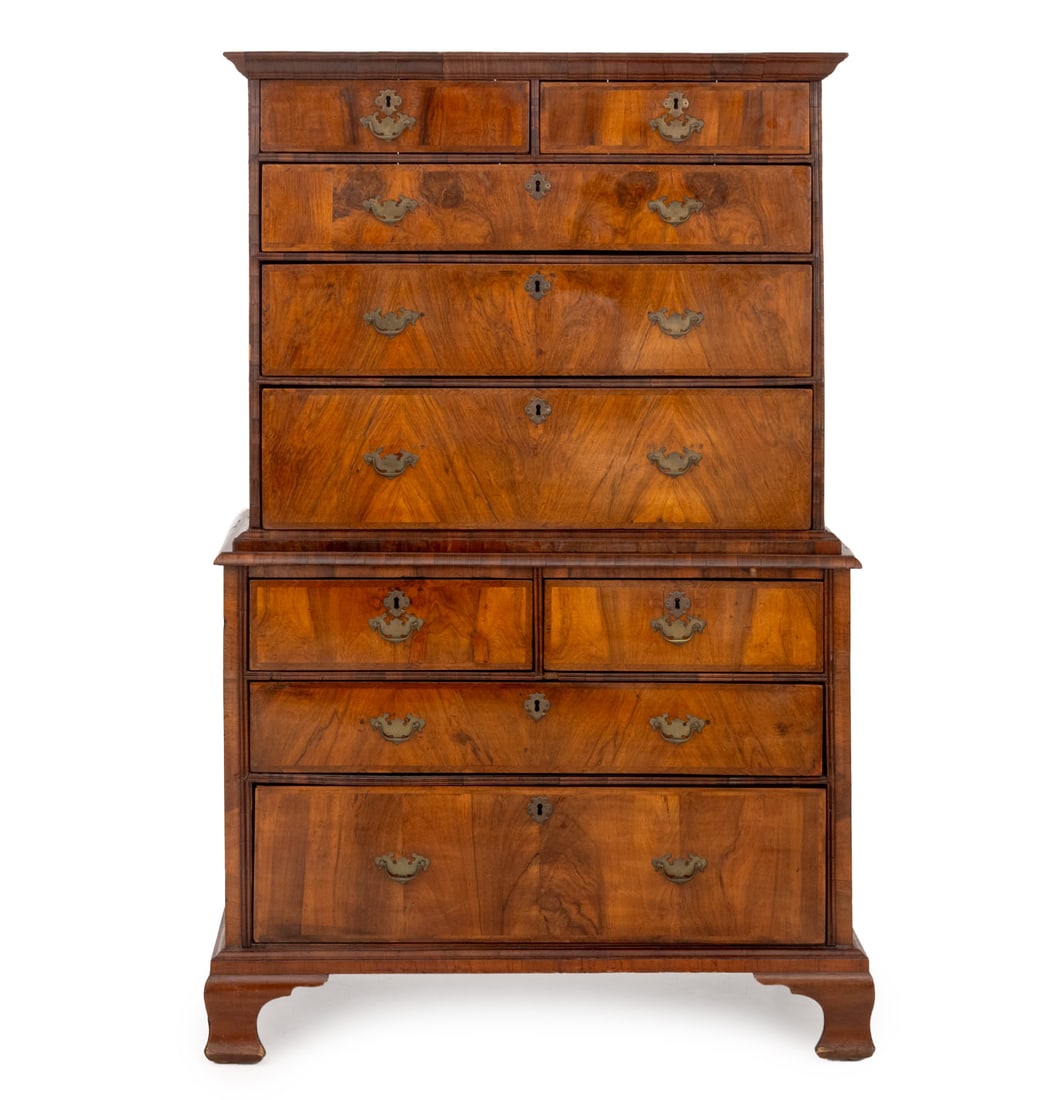 George II Walnut and Featherbanded Chest on Chest (1 of 10)
