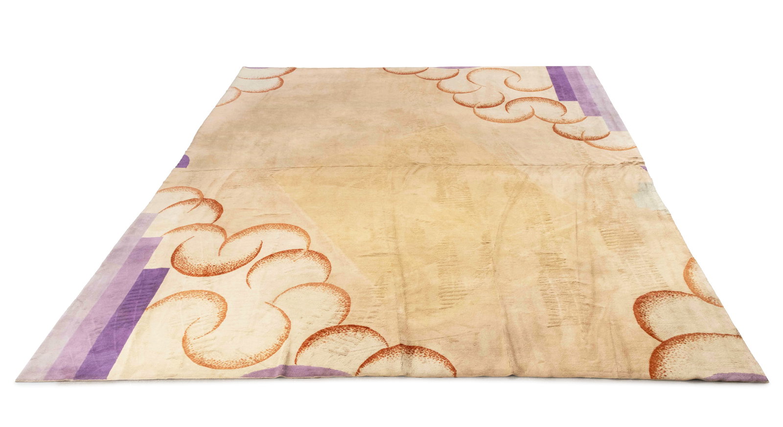 F.J. Hakimian Art Deco Style Carpet, 17' x 14': F.J. Hakimian Art Deco Style Wool Carpet, with cream ground and abstract motif. 17' 6.5" L x 14' 3.5" W. Provenance: From a New York City Collection. Keywords: Rugs, Floor coverings, Palace carpet, Te