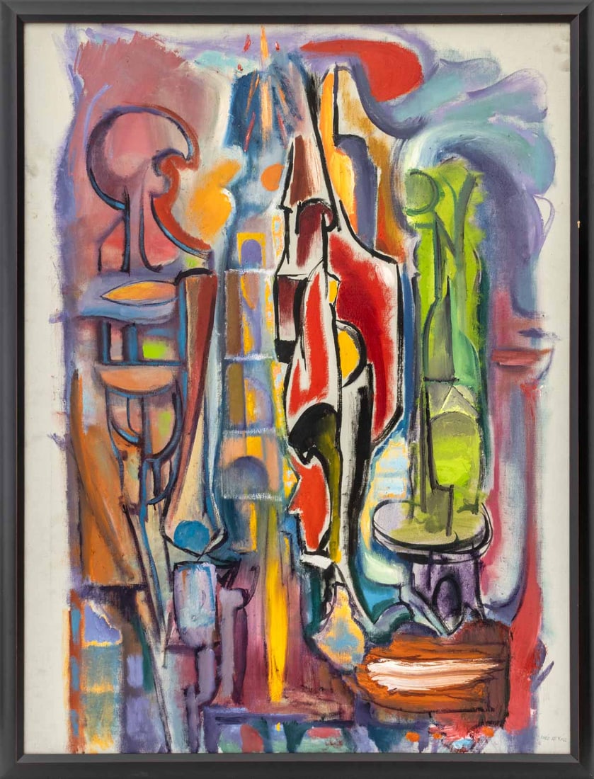 David Atkins "The Flame" Oil on Canvas: David Atkins (American, b. 1964), "The Flame", Oil on Canvas, signed lower right, signed and titled verso, wood frame. Image: 39.75" H x 29.5" W; frame: 42.75" H x 32.75" W x 1" D. Provenance: From an