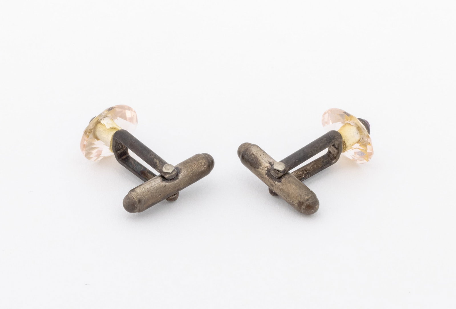 Sterling Silver Quartz Ruby Sapphire Cufflinks Set - 6
