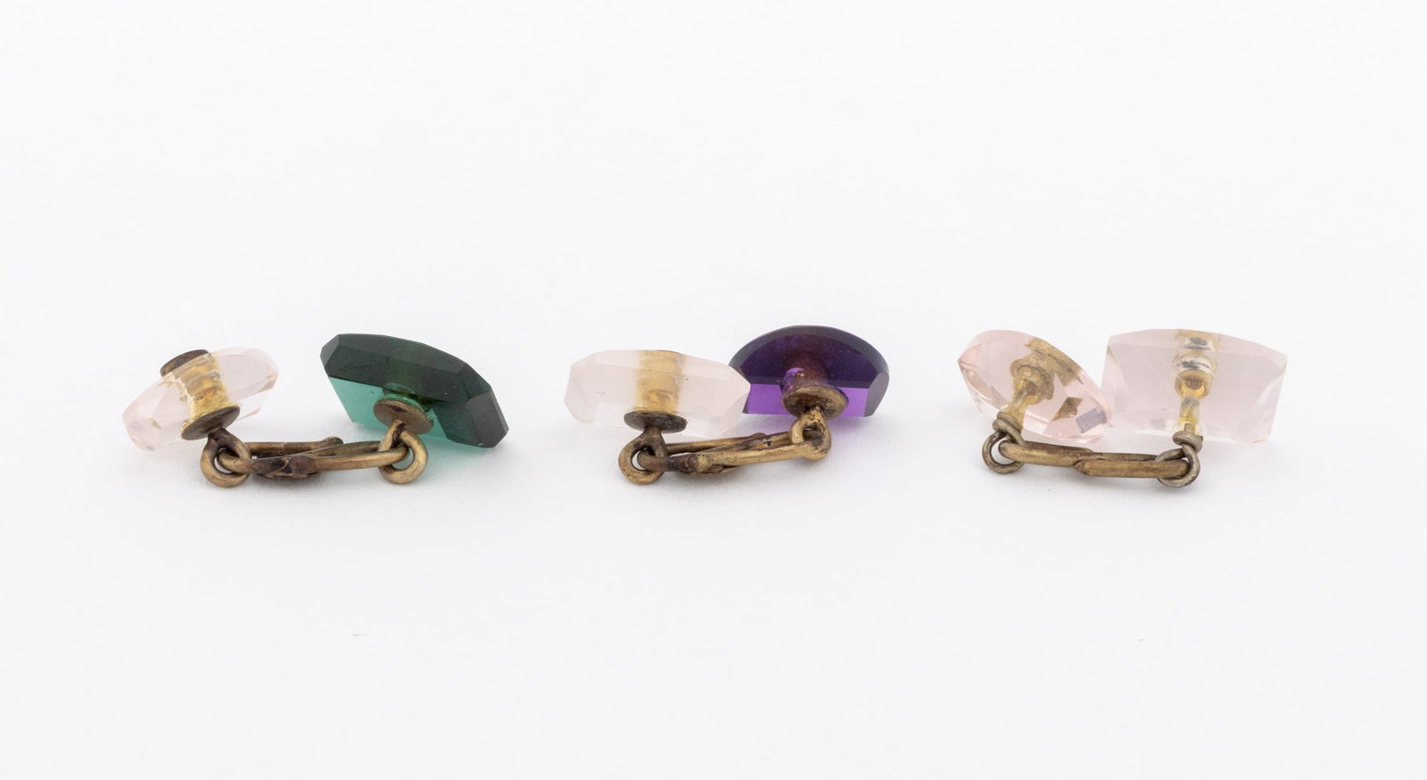 Sterling Silver Quartz Ruby Sapphire Cufflinks Set - 8