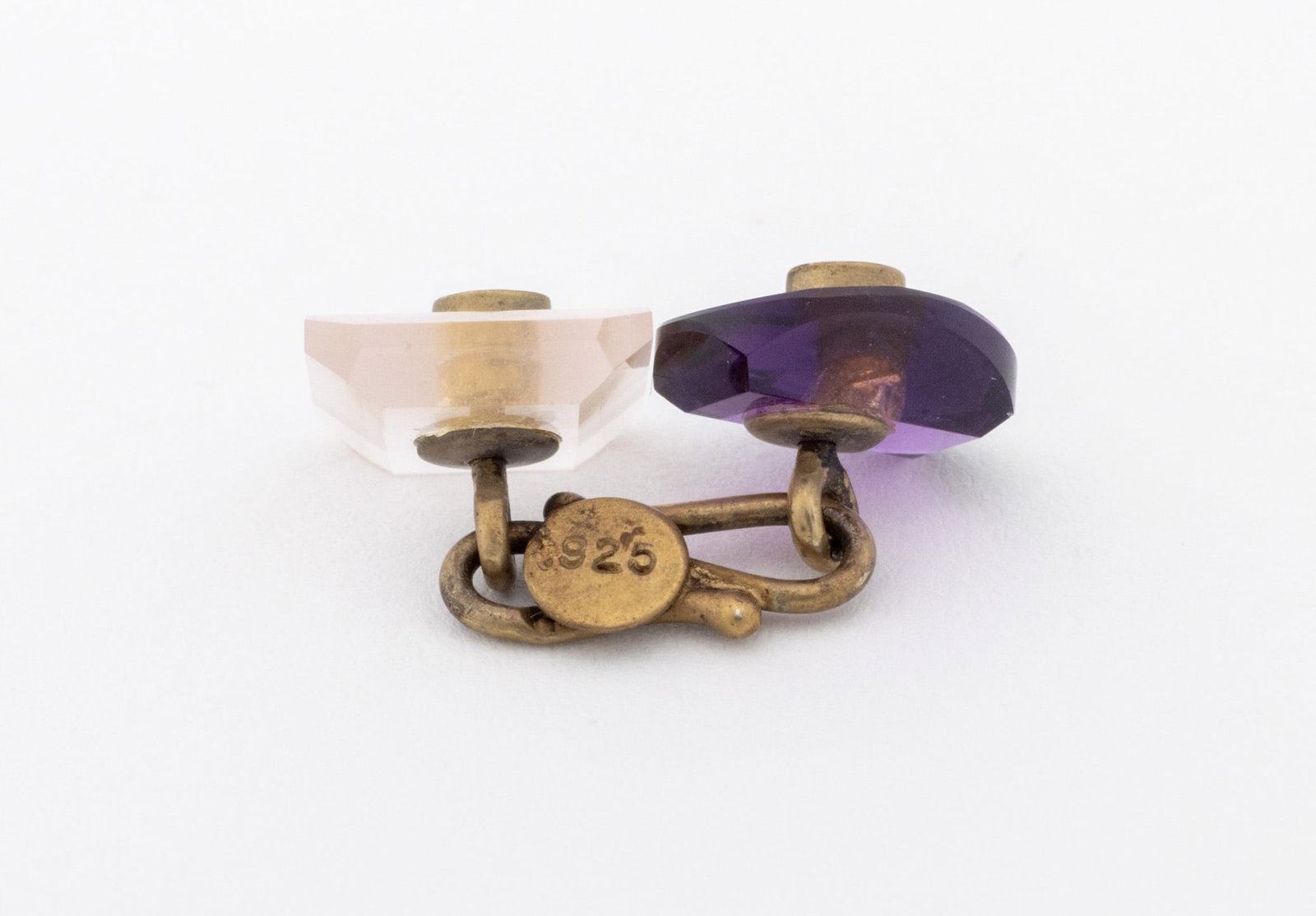 Sterling Silver Quartz Ruby Sapphire Cufflinks Set - 9