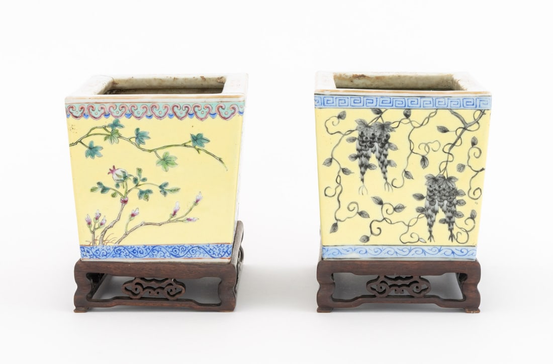 Chinese Famille Jaune Porcelain Jardinieres, Pair - 5