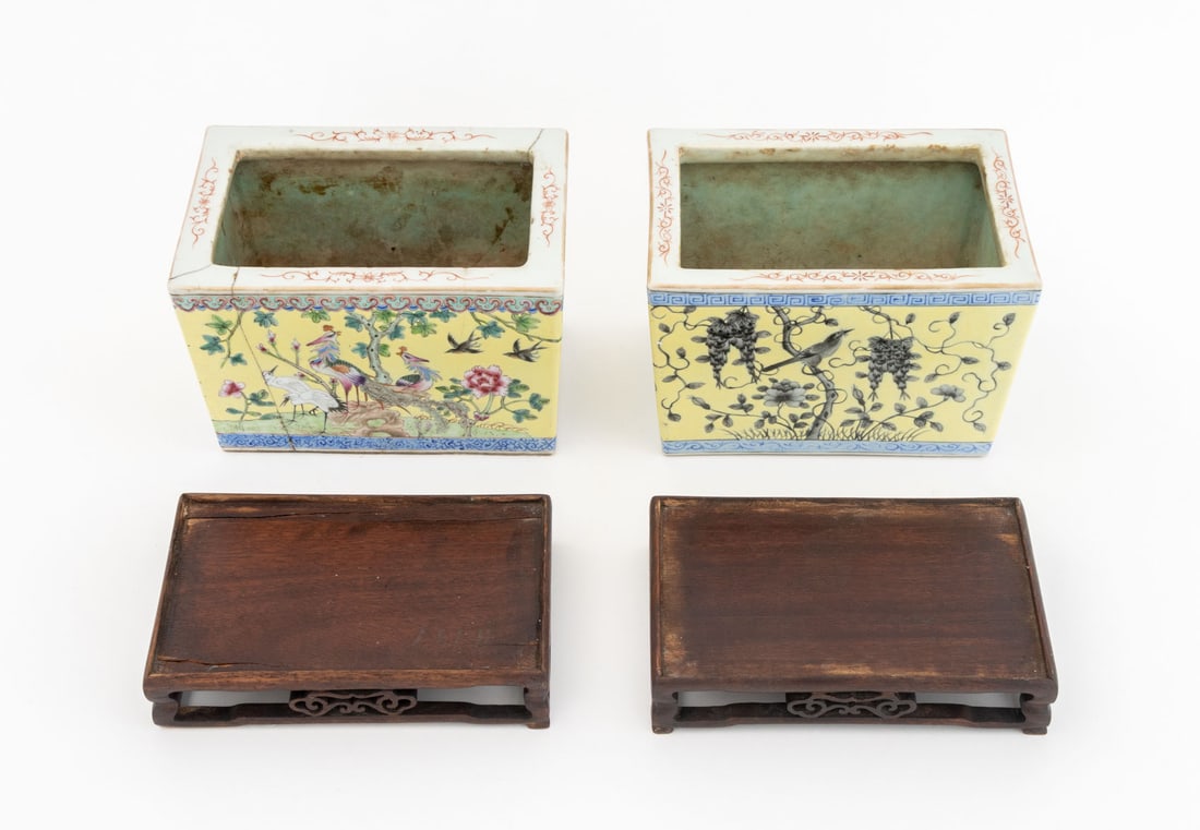Chinese Famille Jaune Porcelain Jardinieres, Pair - 7