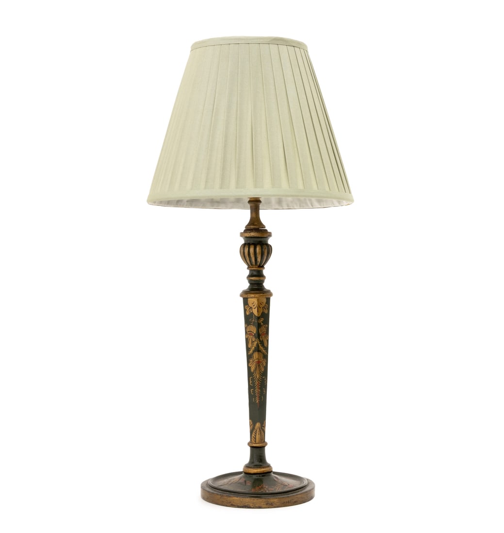 Chinoiserie Green Painted and Gilt Column Lamp (1 of 9)