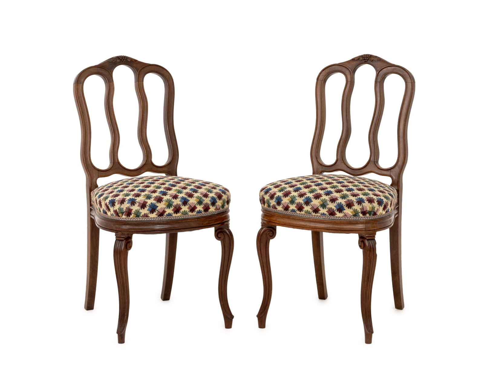 Louis XV Style Carved Walnut Side Chairs, Pair (1 of 10)