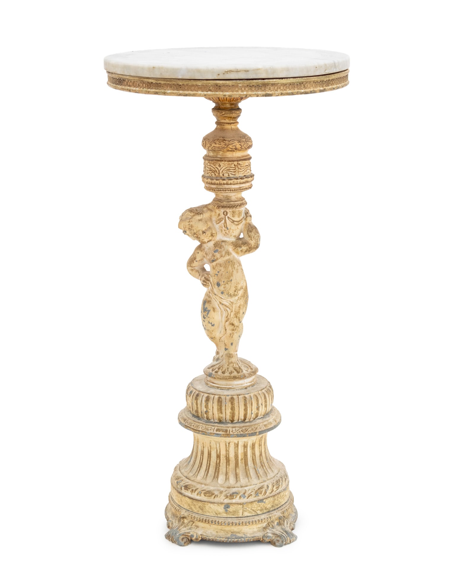 Neoclassical Style Marble Top Figural Side Table (1 of 9)