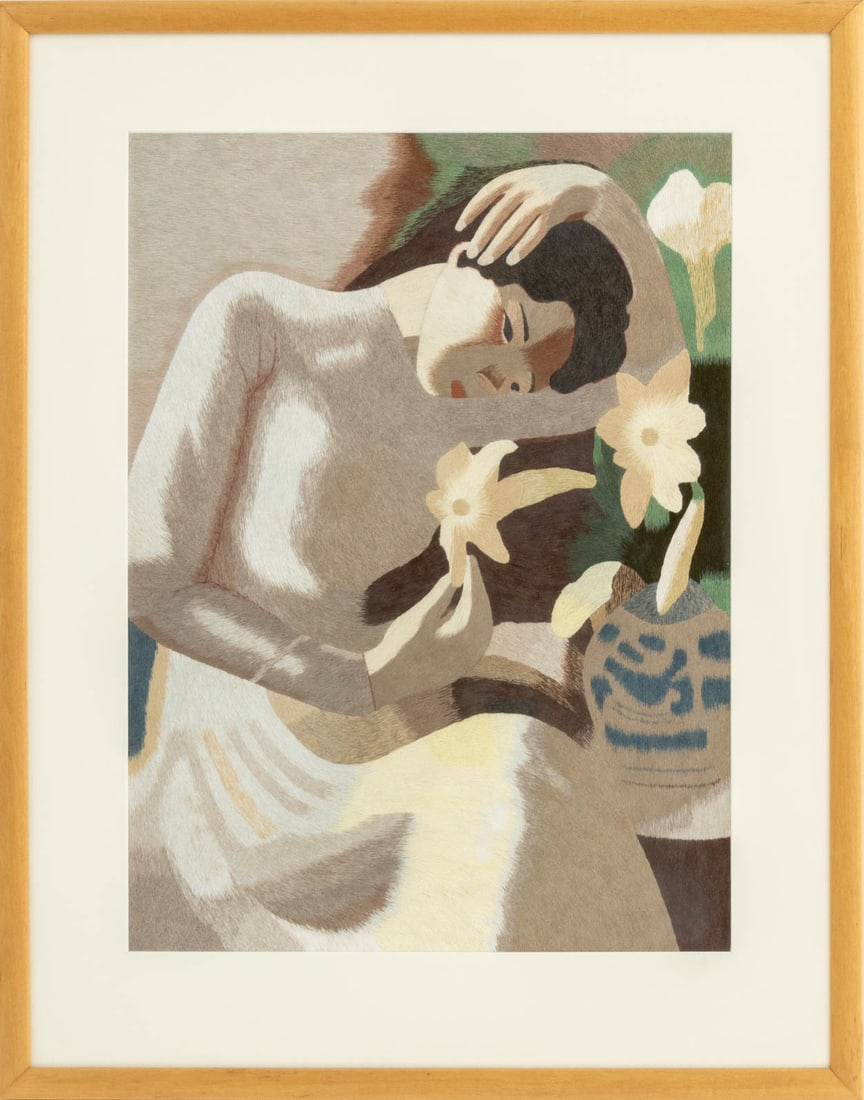 Nguyen Thi Sam Girl with White Flowers Embroidery (1 of 7)