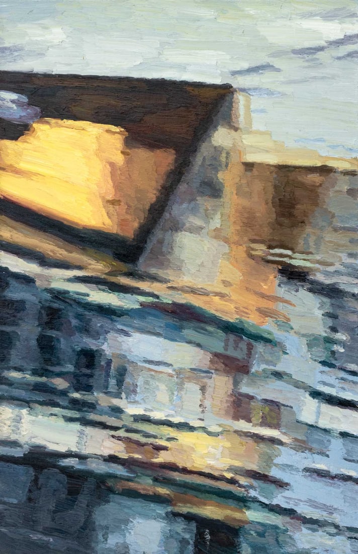 Illegibly Signed "Incidence" Oil on Canvas, 2003: Contemporary School, "Incidence", Oil on Canvas, 2003, illegibly signed "... Temple (?)", dated, and titled verso, unframed. 30" H x 20" W x 2.75" D. Provenance: From an East Village Estate. Keywords: