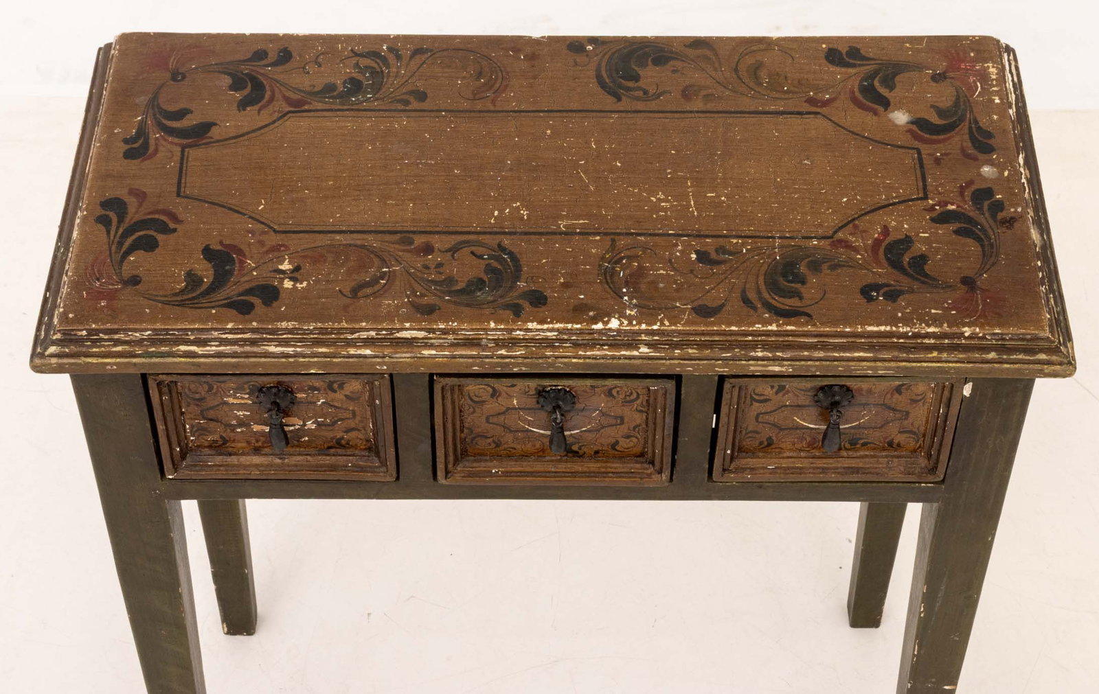 Distressed Paint-Decorated Side Table - 4