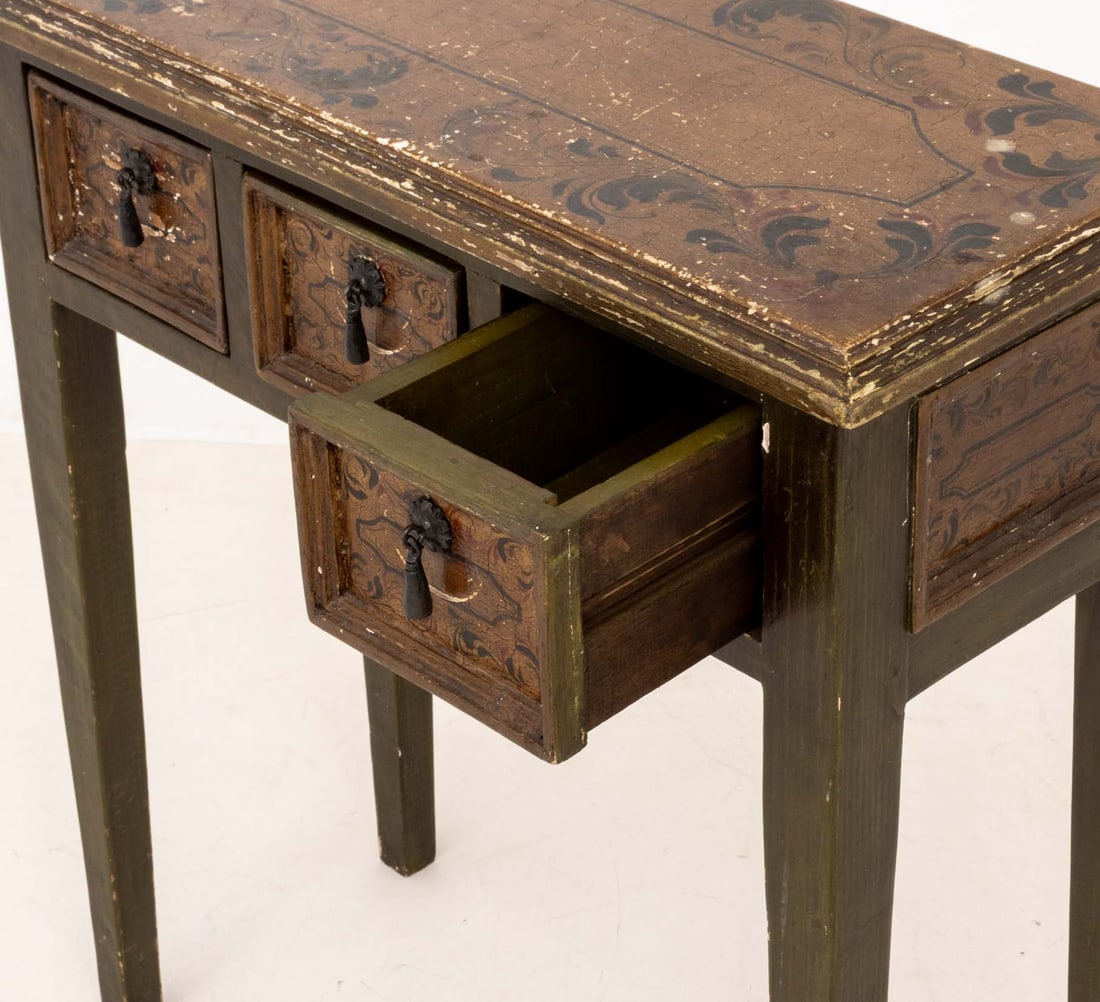 Distressed Paint-Decorated Side Table - 5
