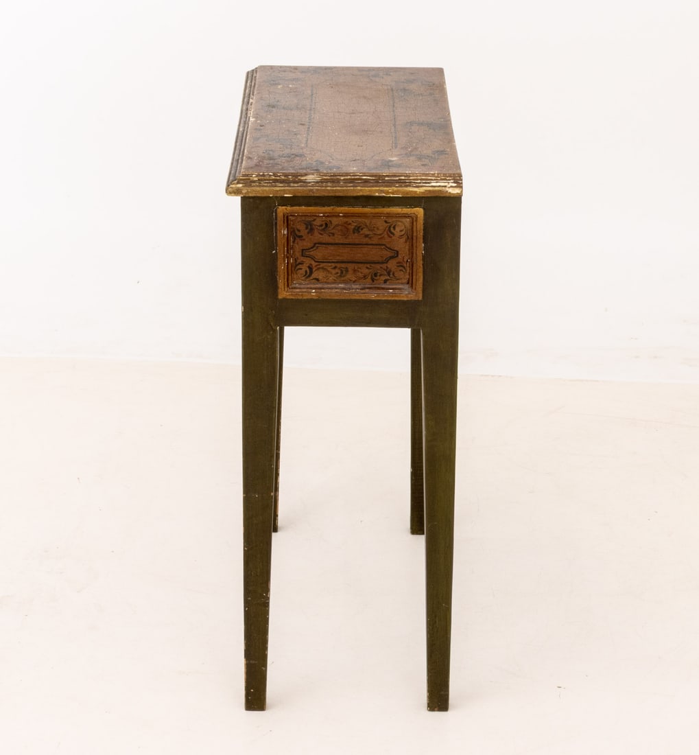 Distressed Paint-Decorated Side Table - 6