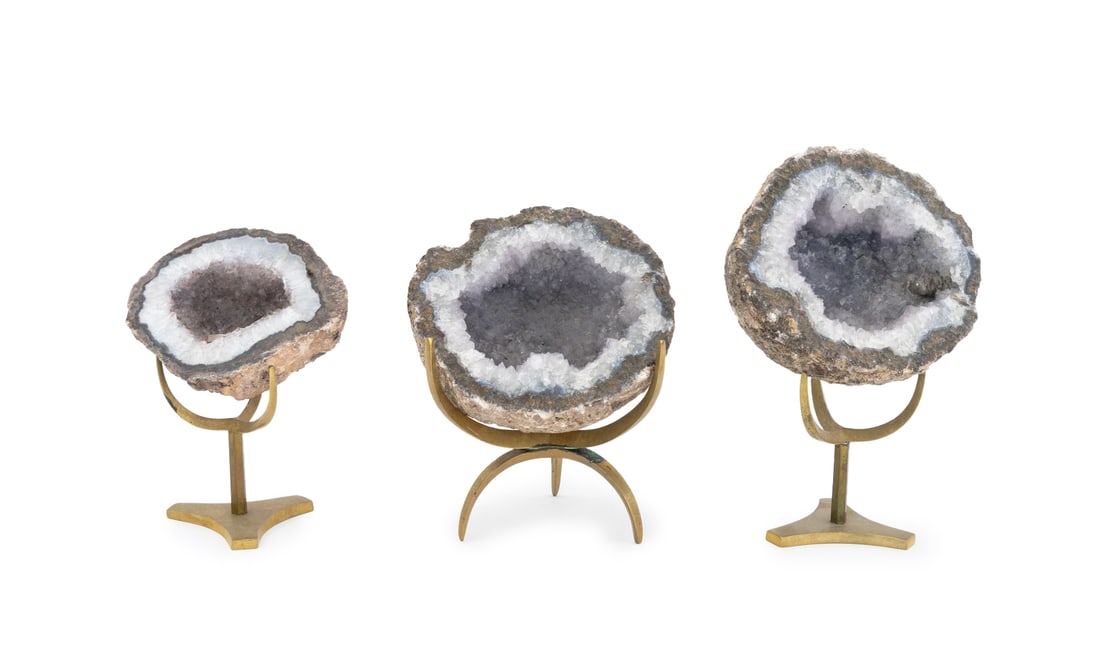 Geode Crystal Specimens on Brass Stands, 3 (1 of 9)