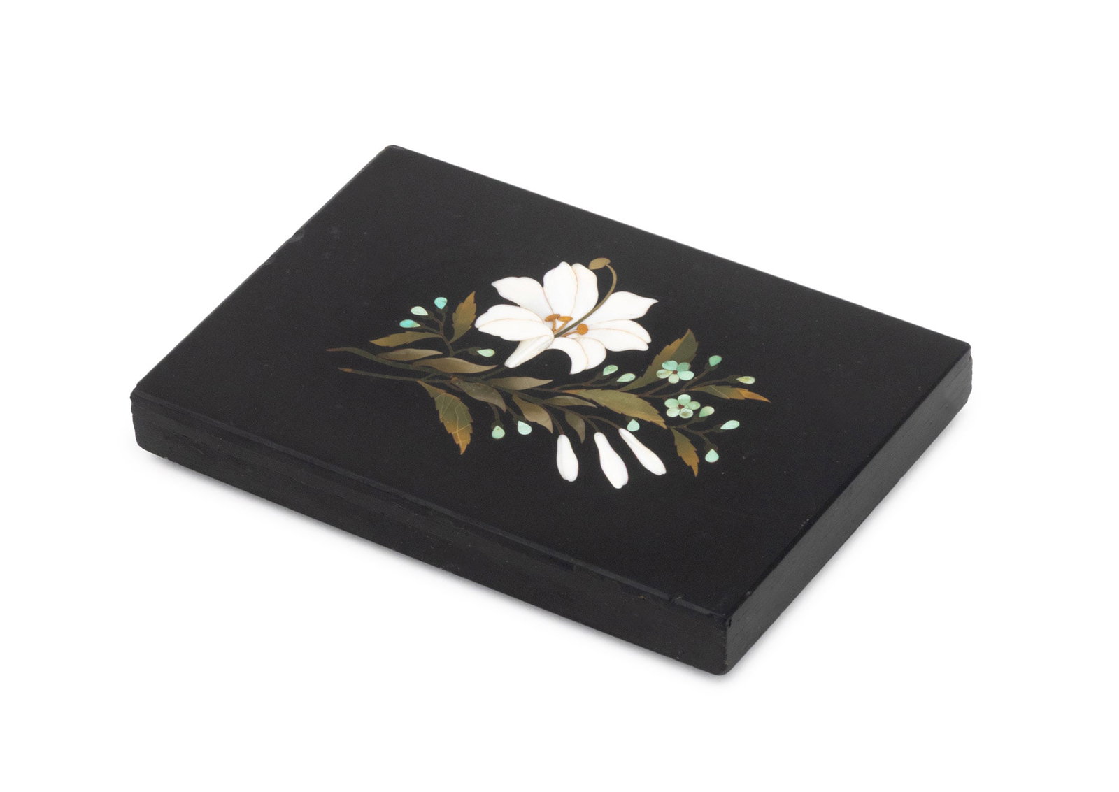 Italian Pietra Dura White Lily & Flowers Plaque (1 of 9)
