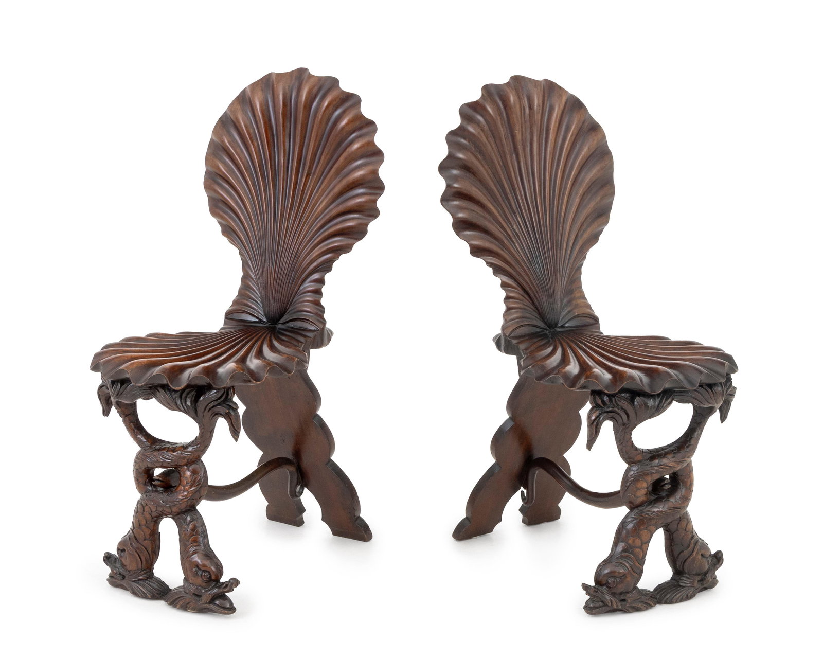 Italian Grotto Shell Carved Chairs, Pair (1 of 11)