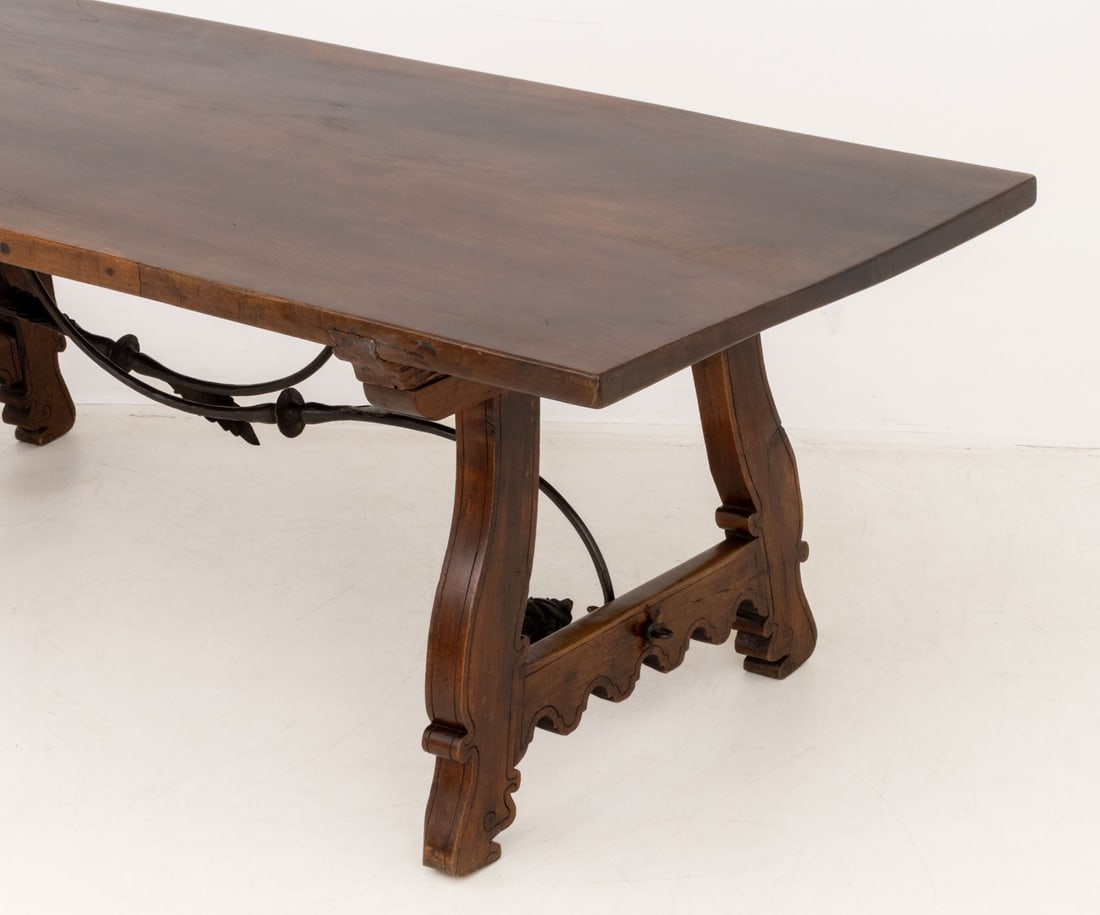 Spanish Baroque Style Walnut Trestle Table - 6
