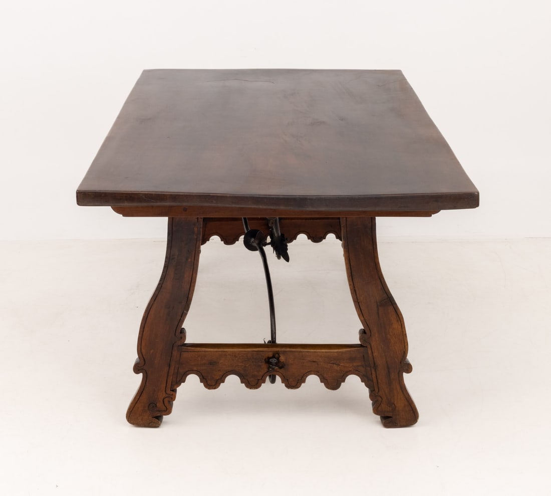 Spanish Baroque Style Walnut Trestle Table - 7