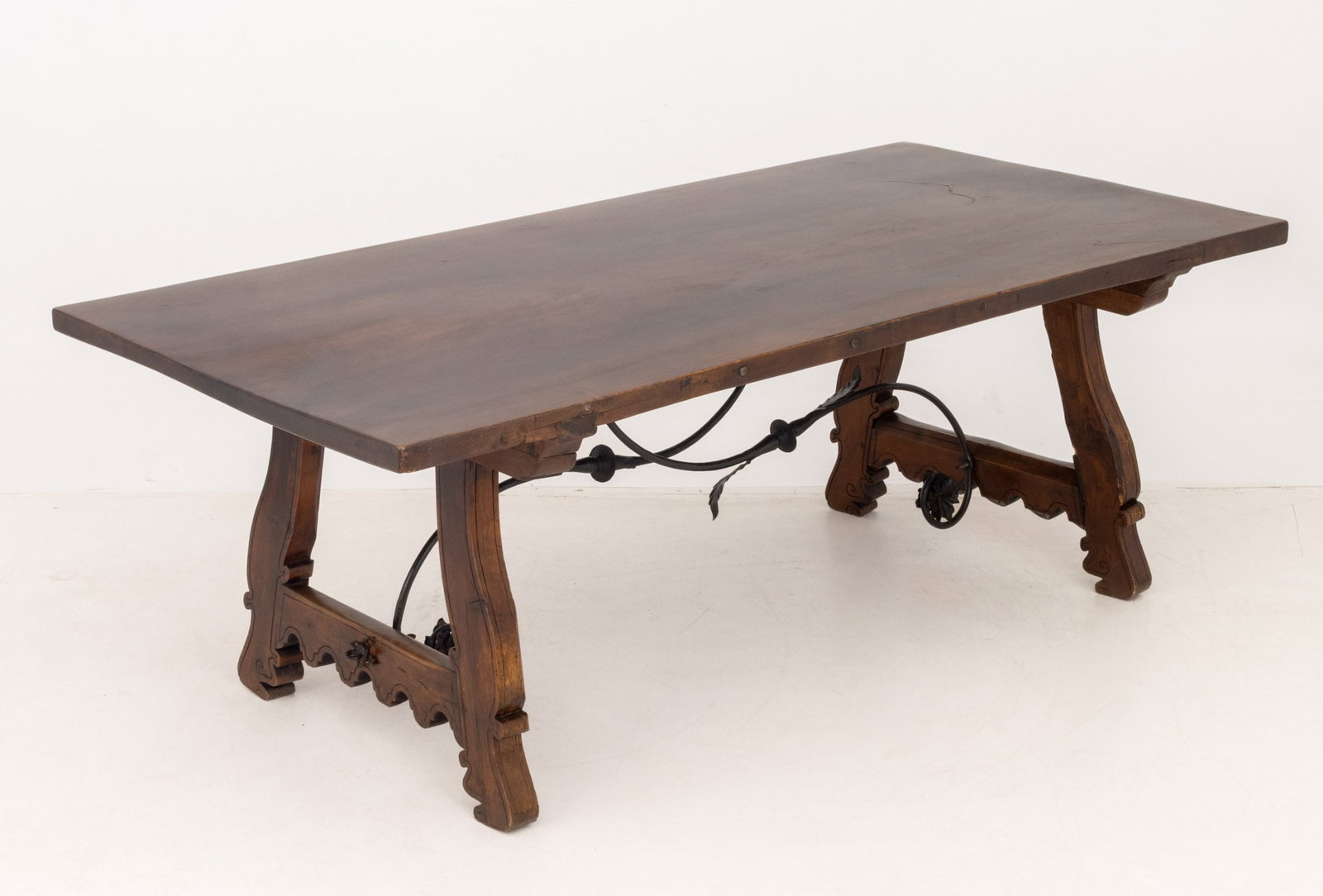 Spanish Baroque Style Walnut Trestle Table - 8