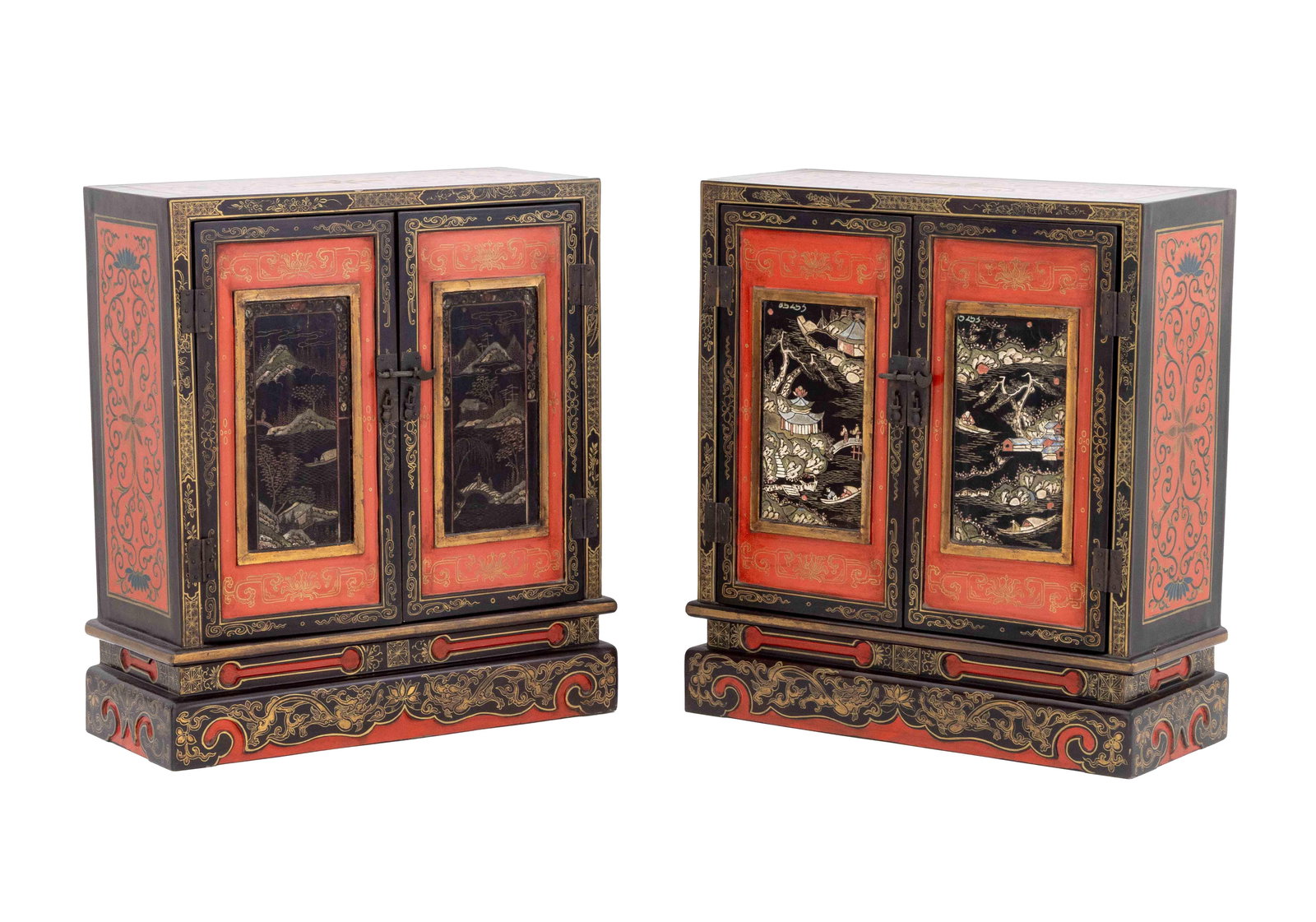 Chinese Lacquer Temple Cabinets, Pair (1 of 15)