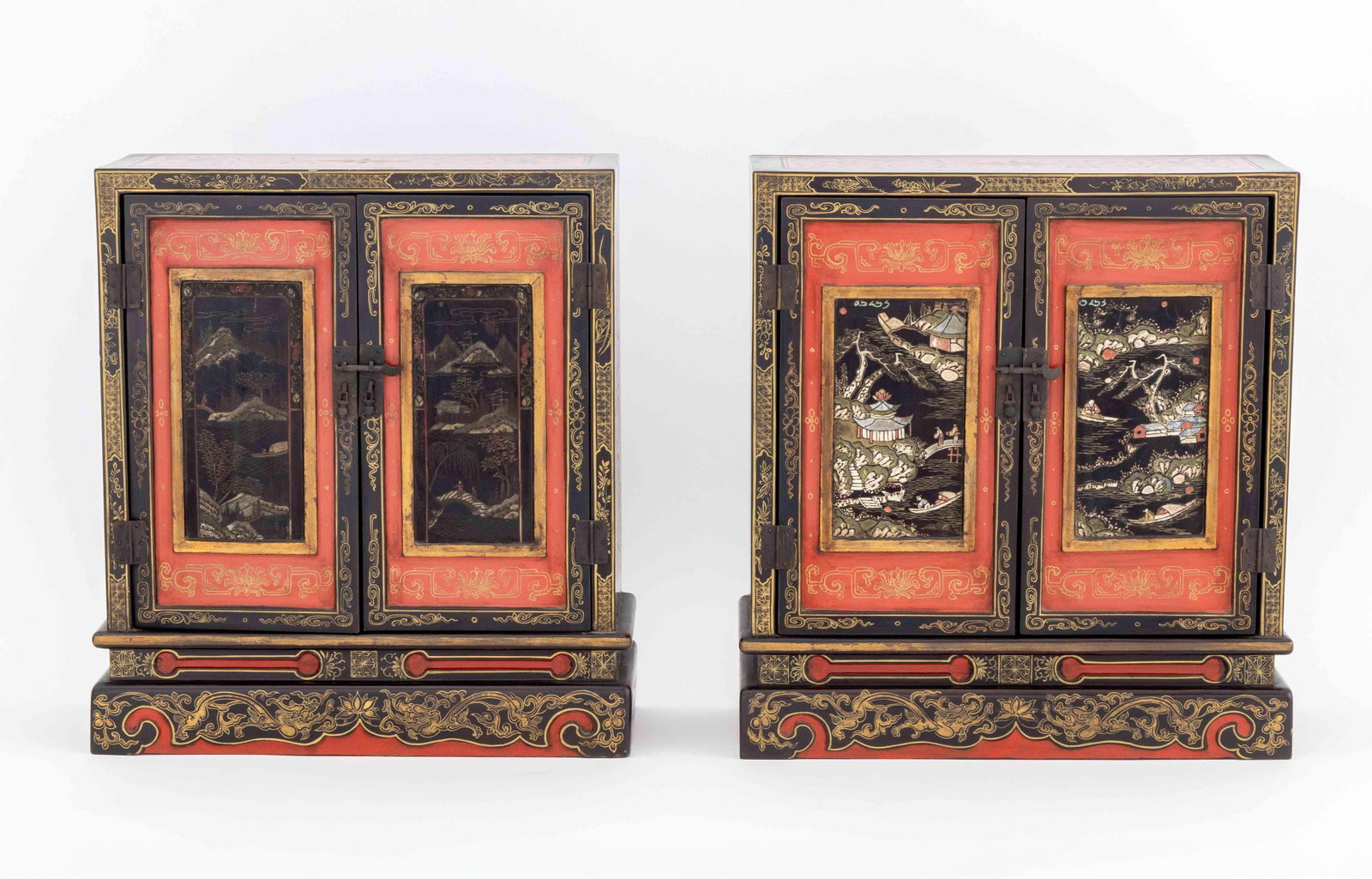 Chinese Lacquer Temple Cabinets, Pair - 2