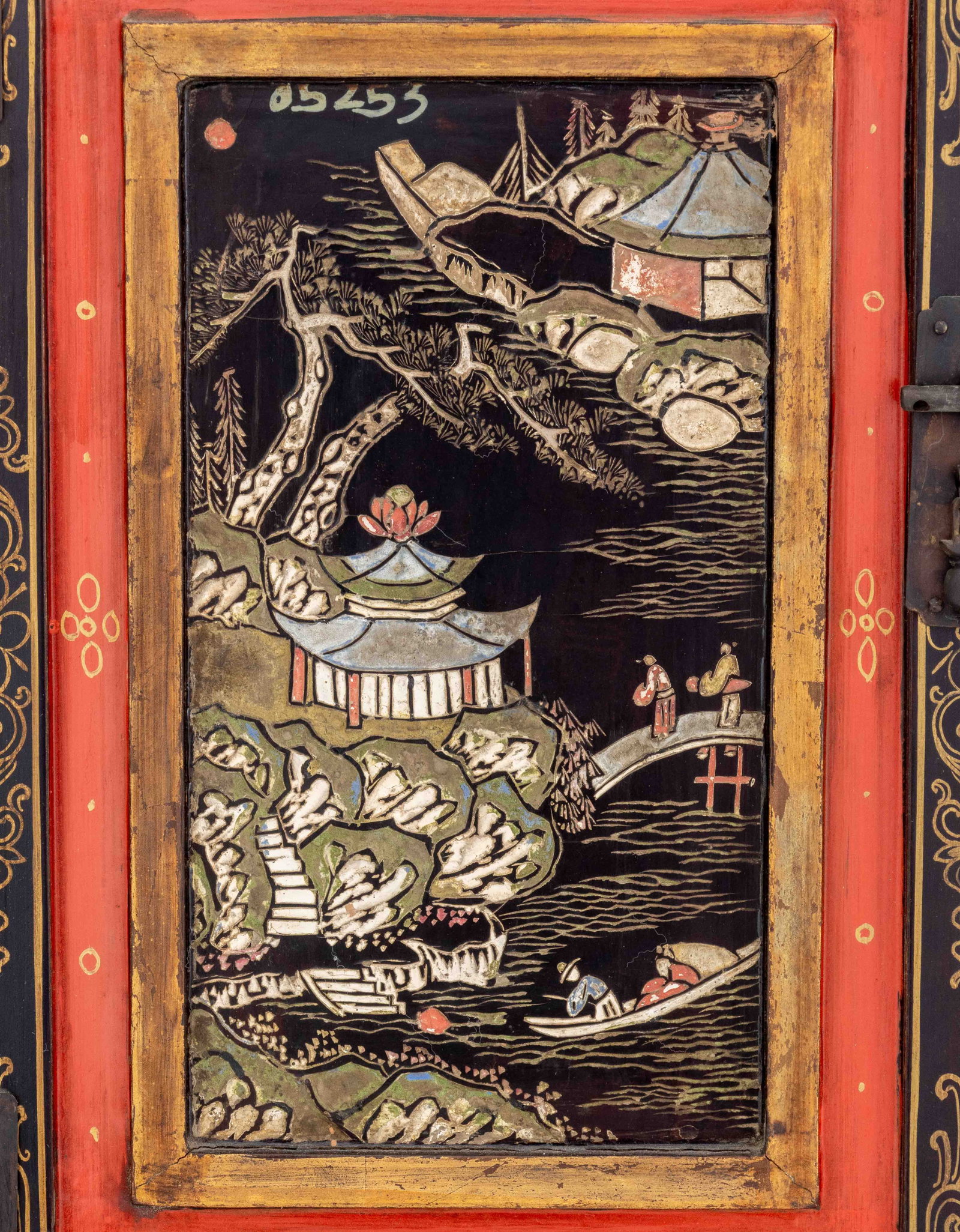 Chinese Lacquer Temple Cabinets, Pair - 5