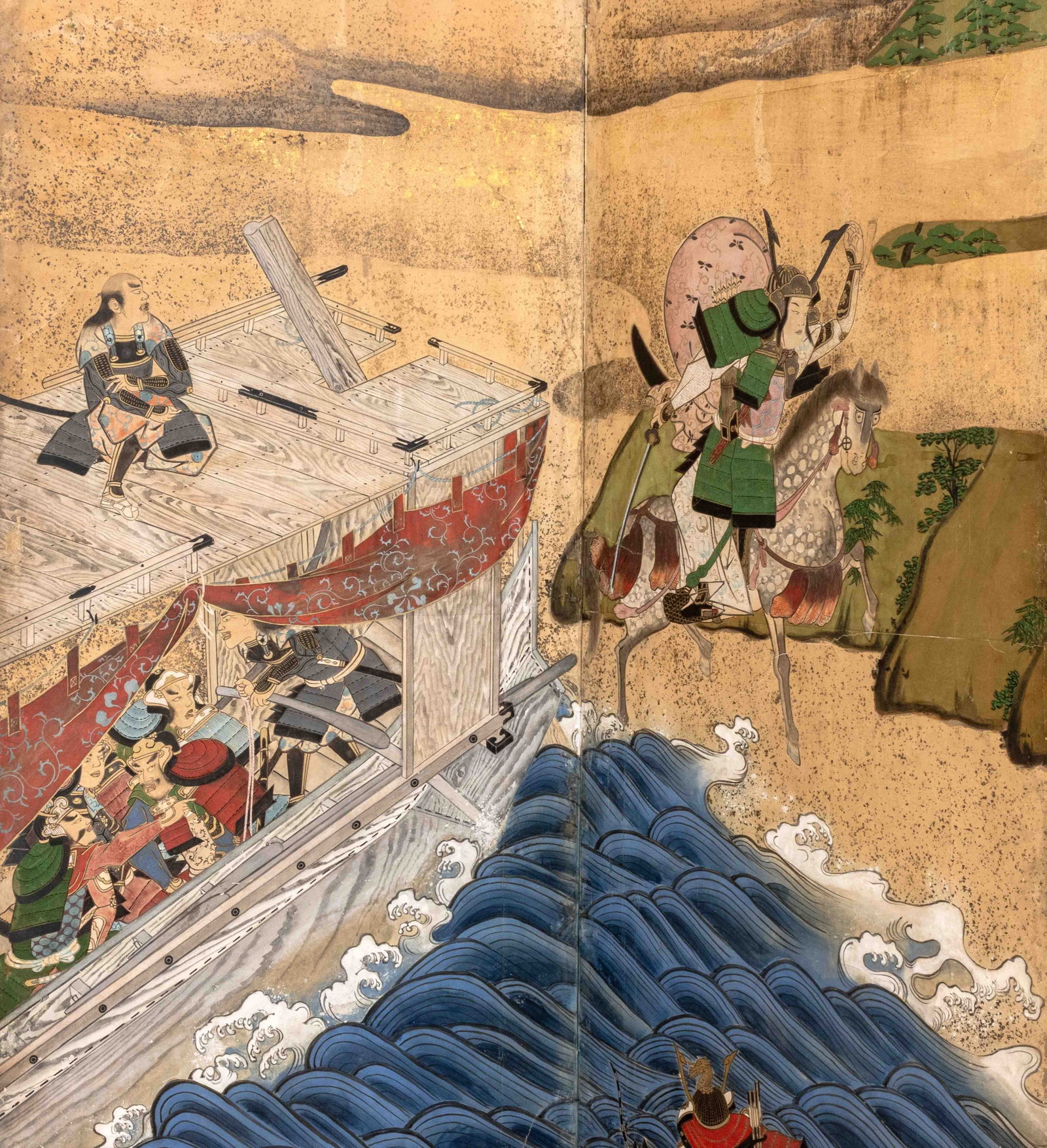Chinese Warrior Scene 6-Panel Folding Screen - 5