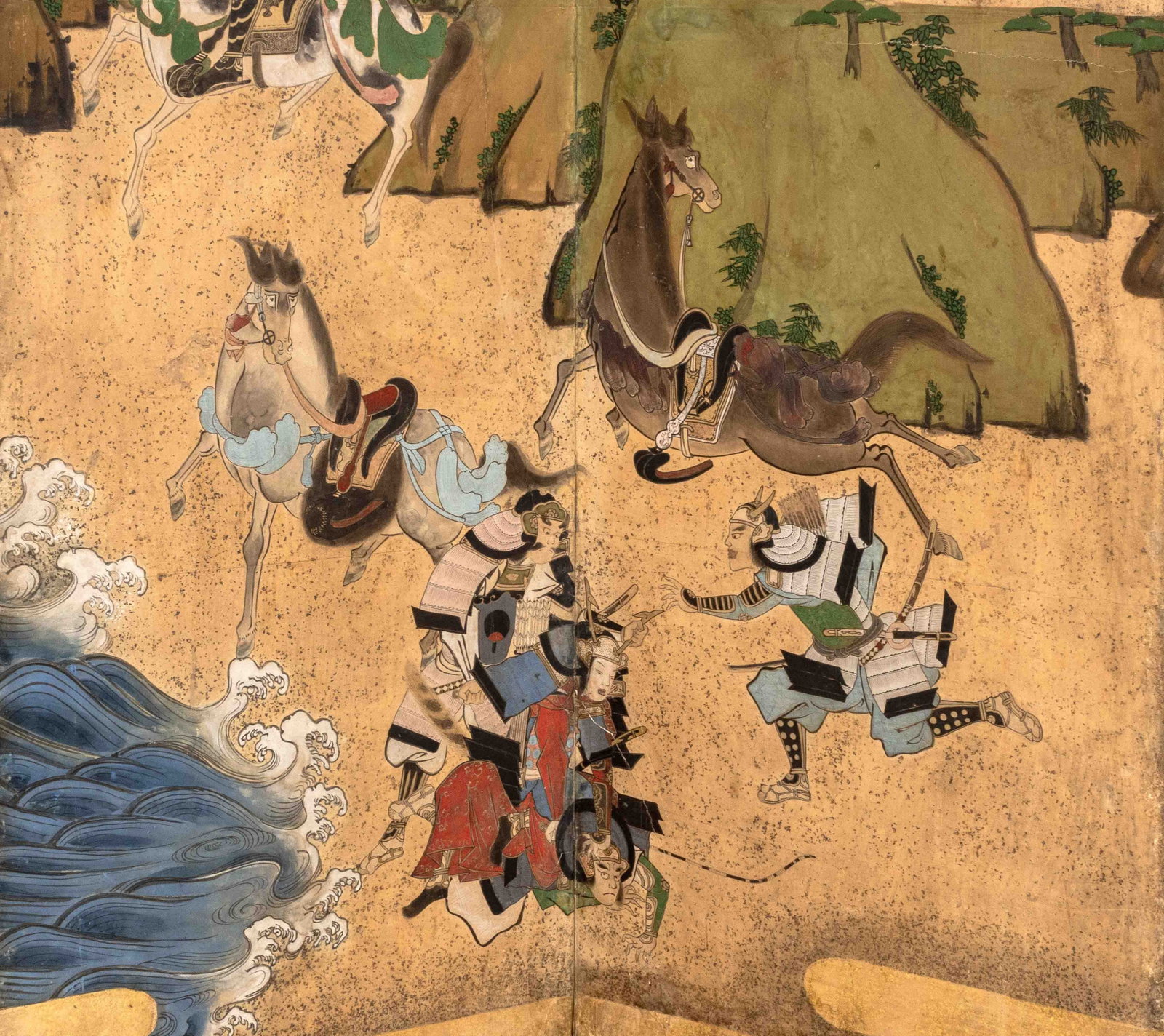 Chinese Warrior Scene 6-Panel Folding Screen - 6