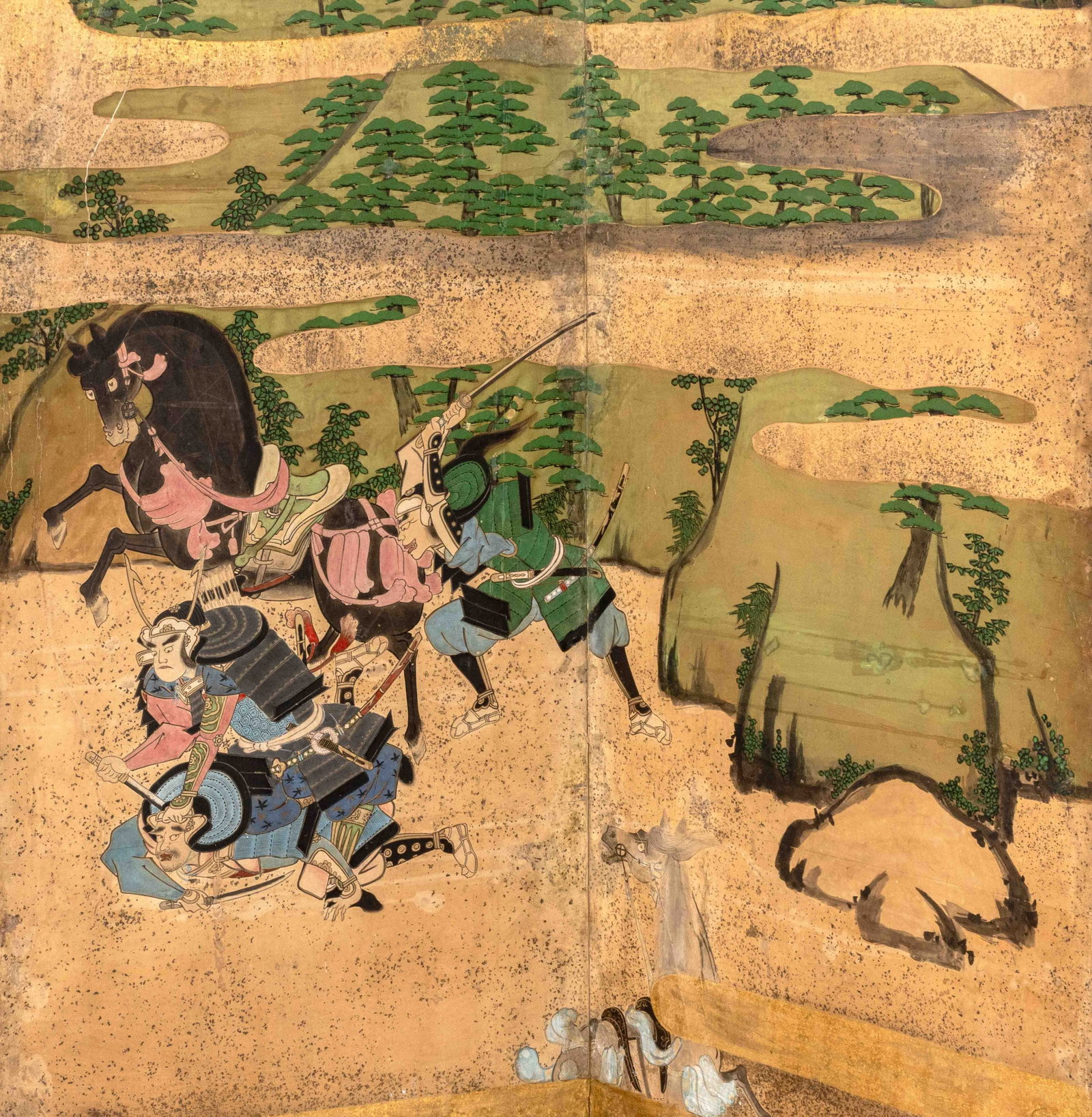 Chinese Warrior Scene 6-Panel Folding Screen - 8