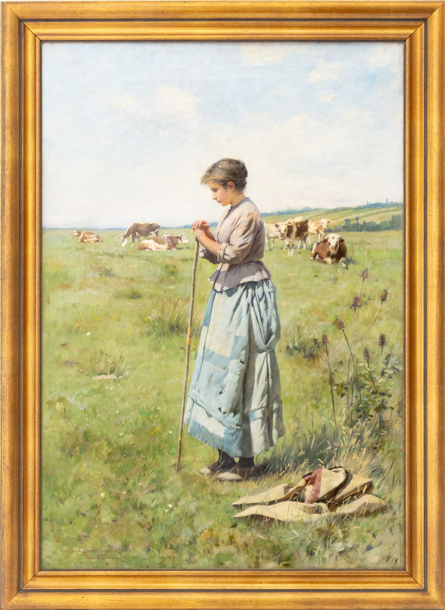 Charles Sprague-Pearce Milk Maid Oil on Canvas (1 of 12)