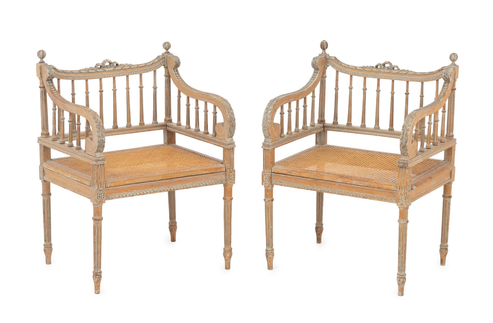 Louis XVI Style Walnut Armchairs, 19th C., Pair (1 of 7)