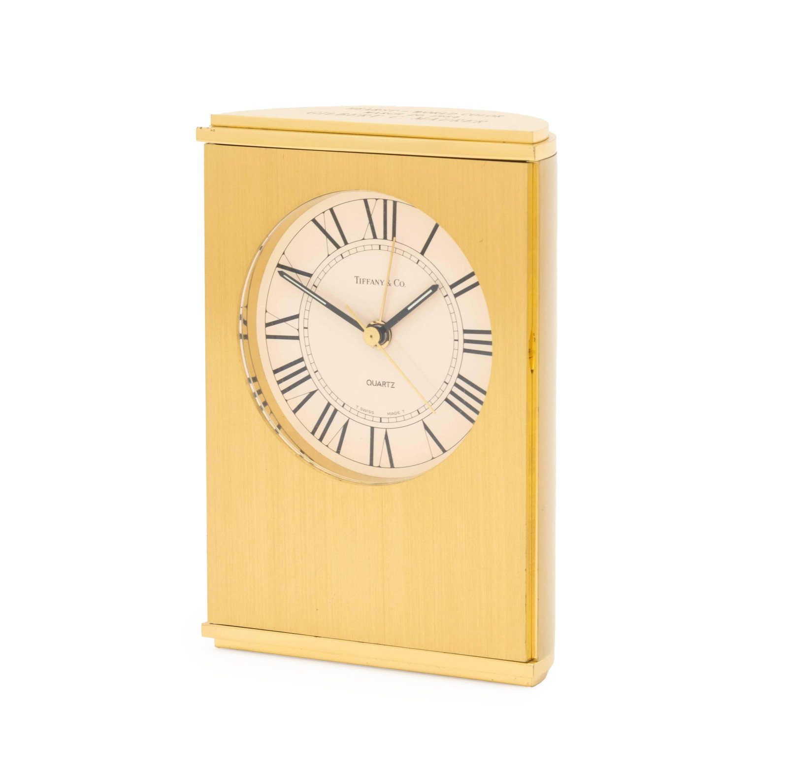 Tiffany & Co. Half-Moon Brushed Brass Desk Clock (1 of 12)