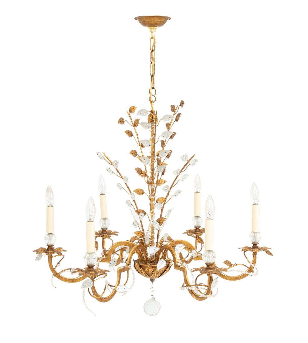Maison Bagues Style Gilt Metal Chandelier (1 of 10)