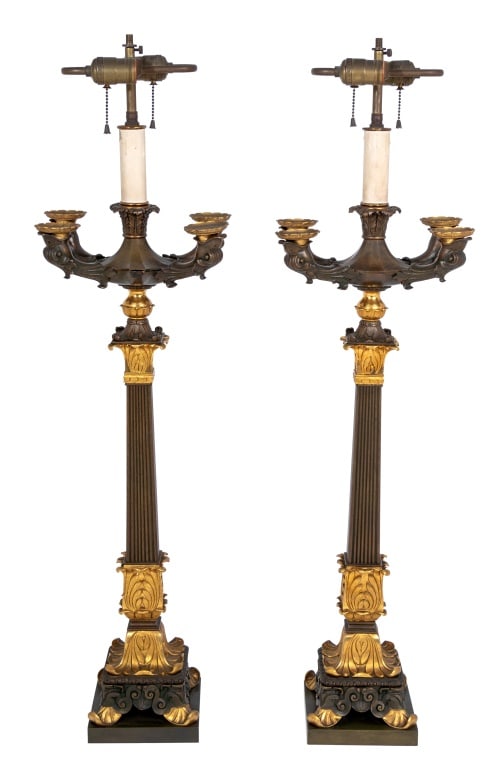 Restauration Ormolu and Bronze Candelabra, Pair - 4