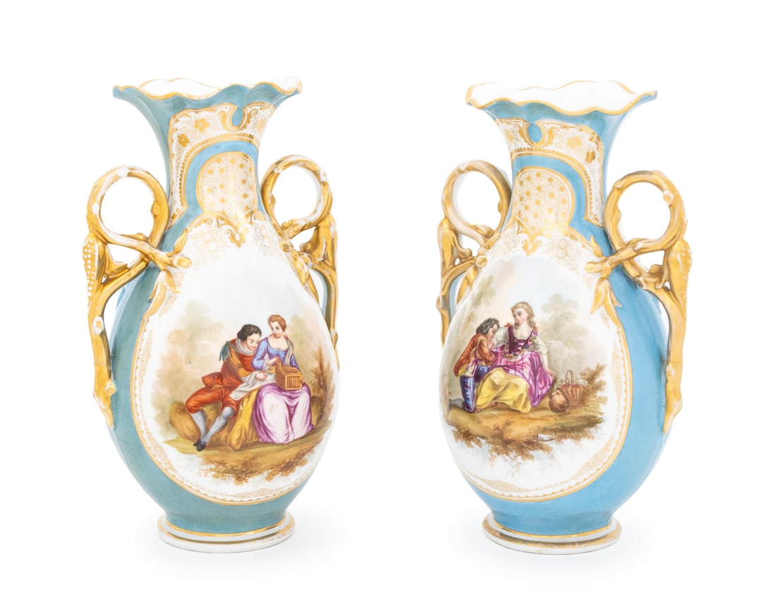 Old Paris Porcelain Vases, Pair (1 of 11)