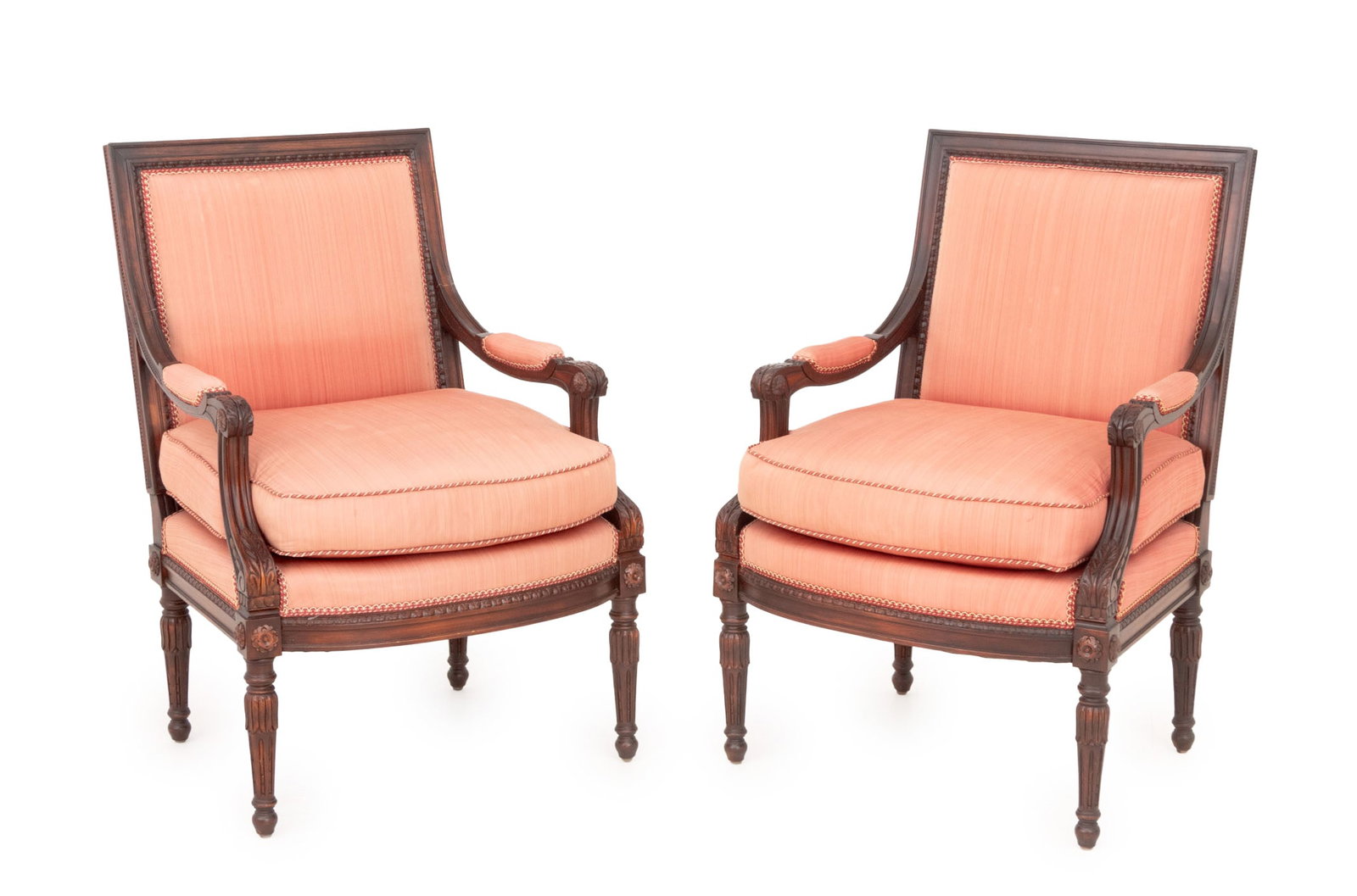 Louis XVI Style Stained Mahogany Armchairs, Pair (1 of 7)