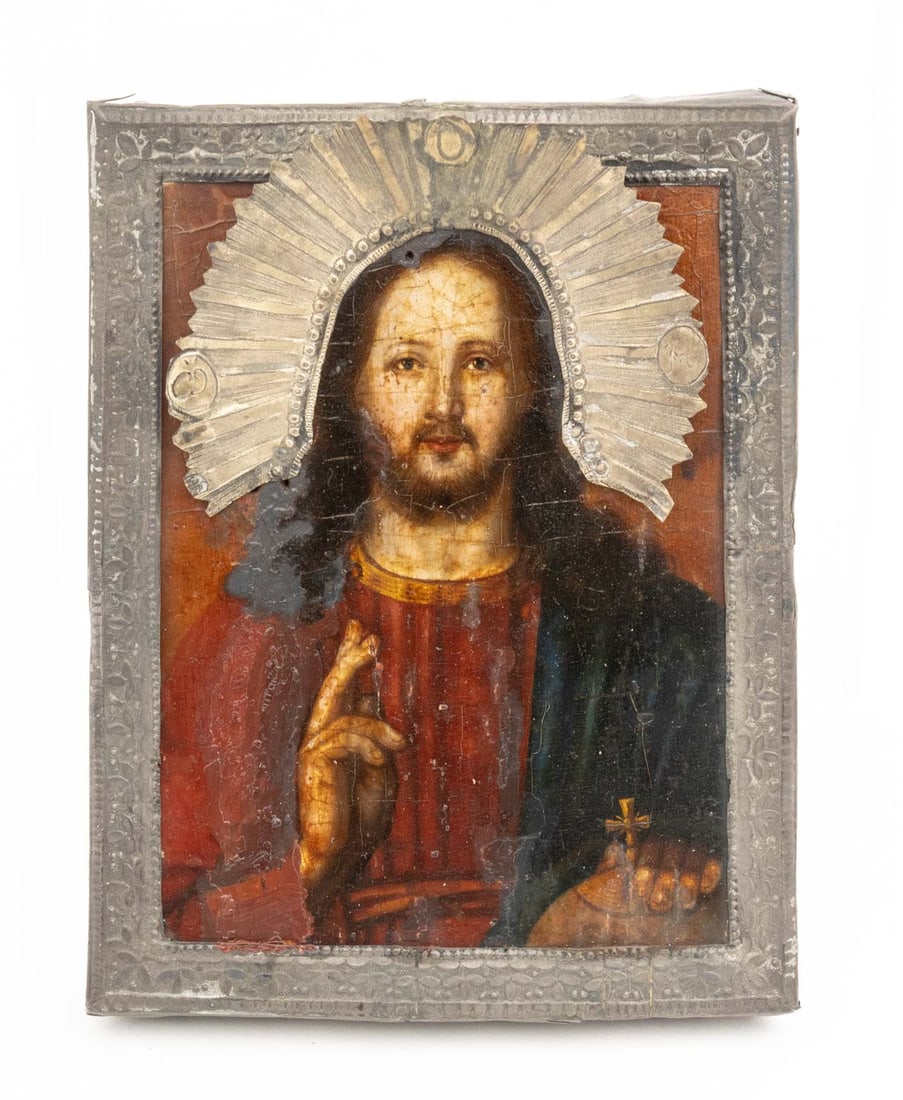 Russian Orthodox Christ Pantocrater Icon, 19th C. (1 of 6)