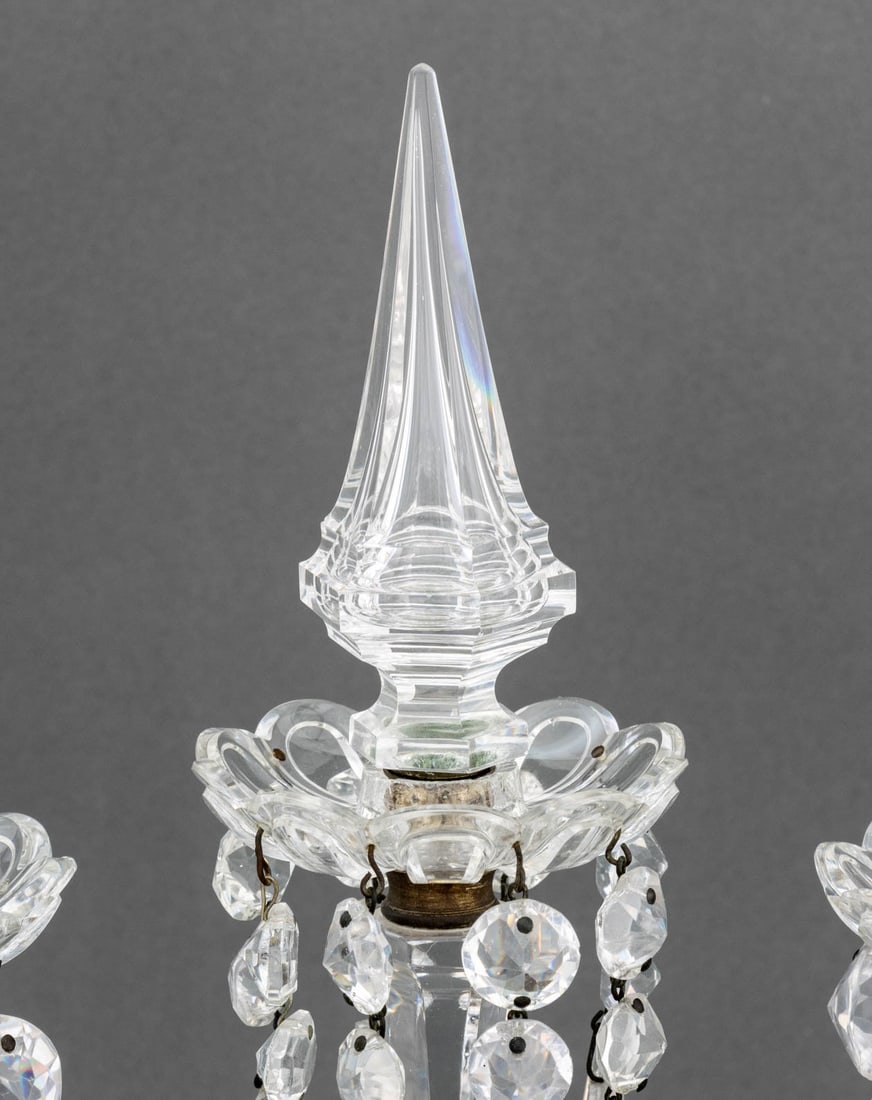 Two-Branch Crystal Candelabra, Pair - 4