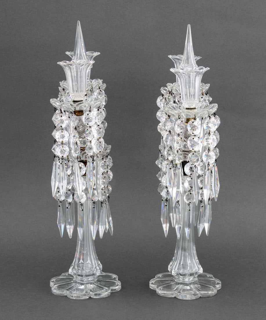 Two-Branch Crystal Candelabra, Pair - 8